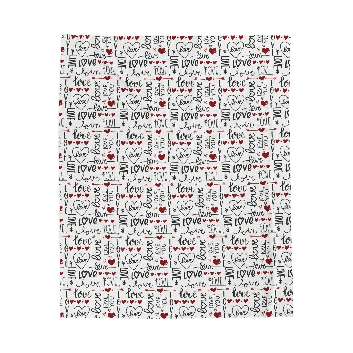 Cozy Love Print Velveteen Blanket - Valentine's Day Gift, Soft Luxury, Home Decor, Bedspread, Snuggle Throw