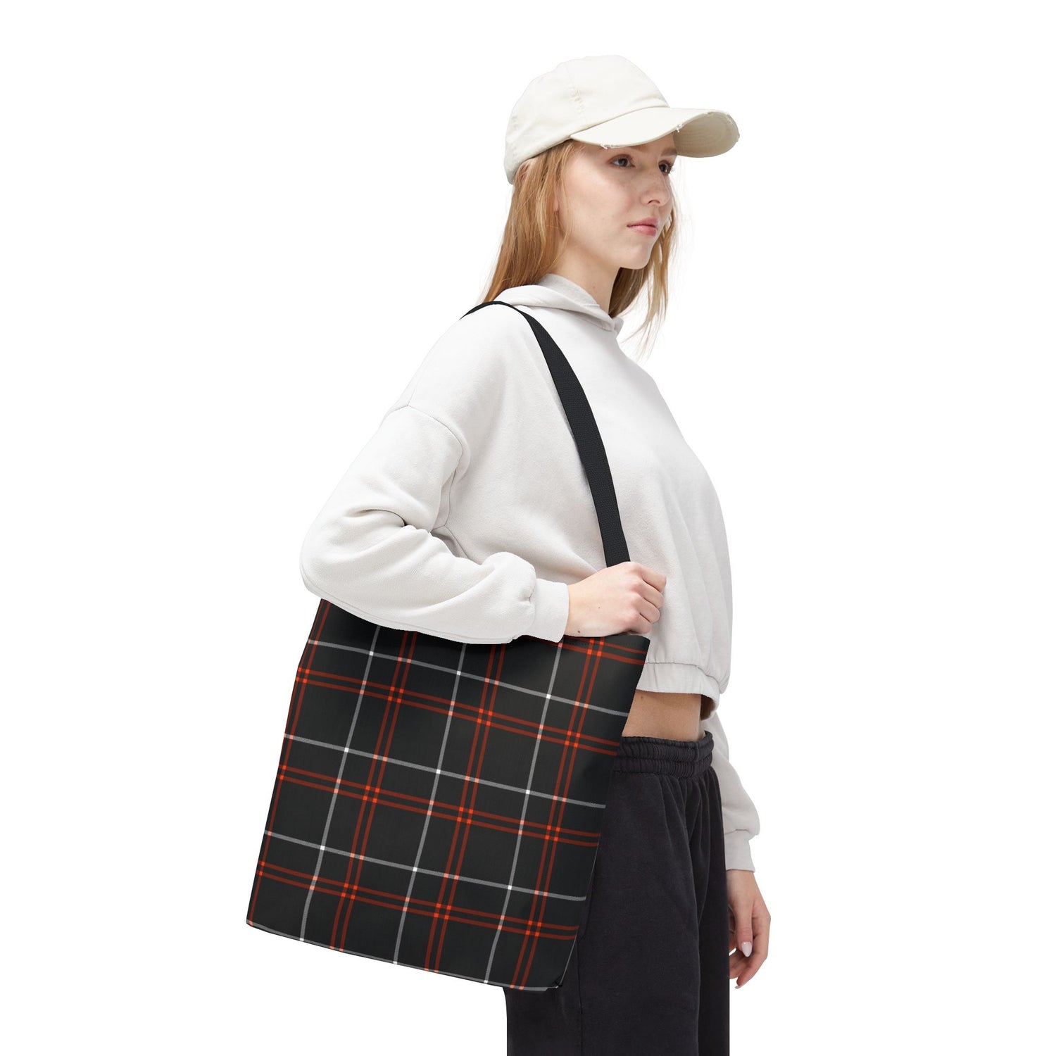 Tote Bag Fall Black Plaid