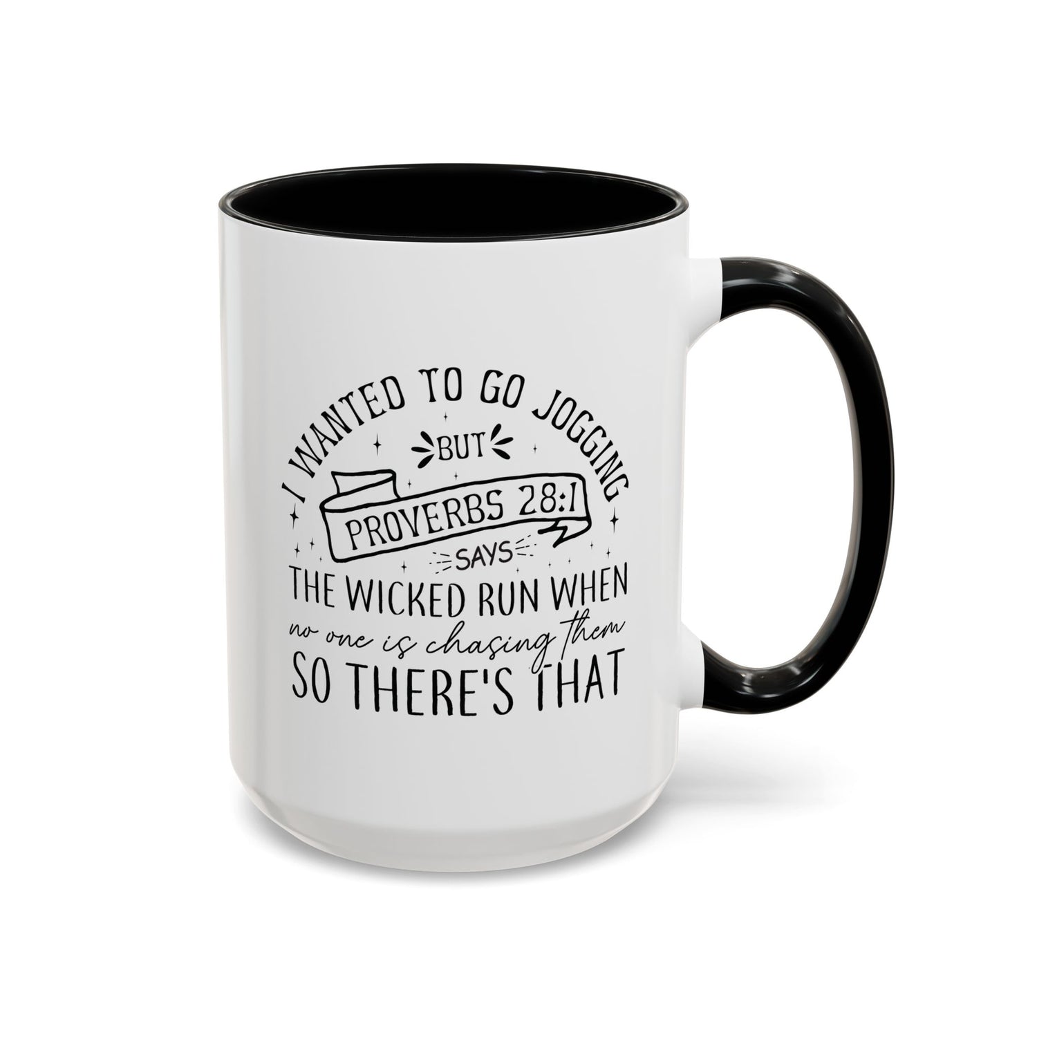 Inspirational Coffee Mug for Christian Joggers, Proverbs 28:1 Quote Mug, Funny Workout Gift, Motivational Drinkware, Exercise Humor