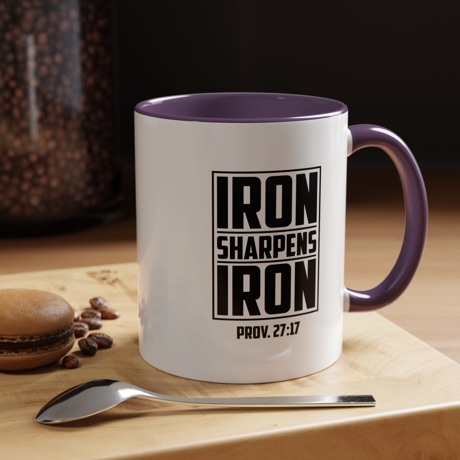 Iron Sharpens Iron Coffee Mug - Inspirational Gift for Friends, Motivational Mug, Proverbs 27:17, Home Office Coffee Cup, Encouragement Mug