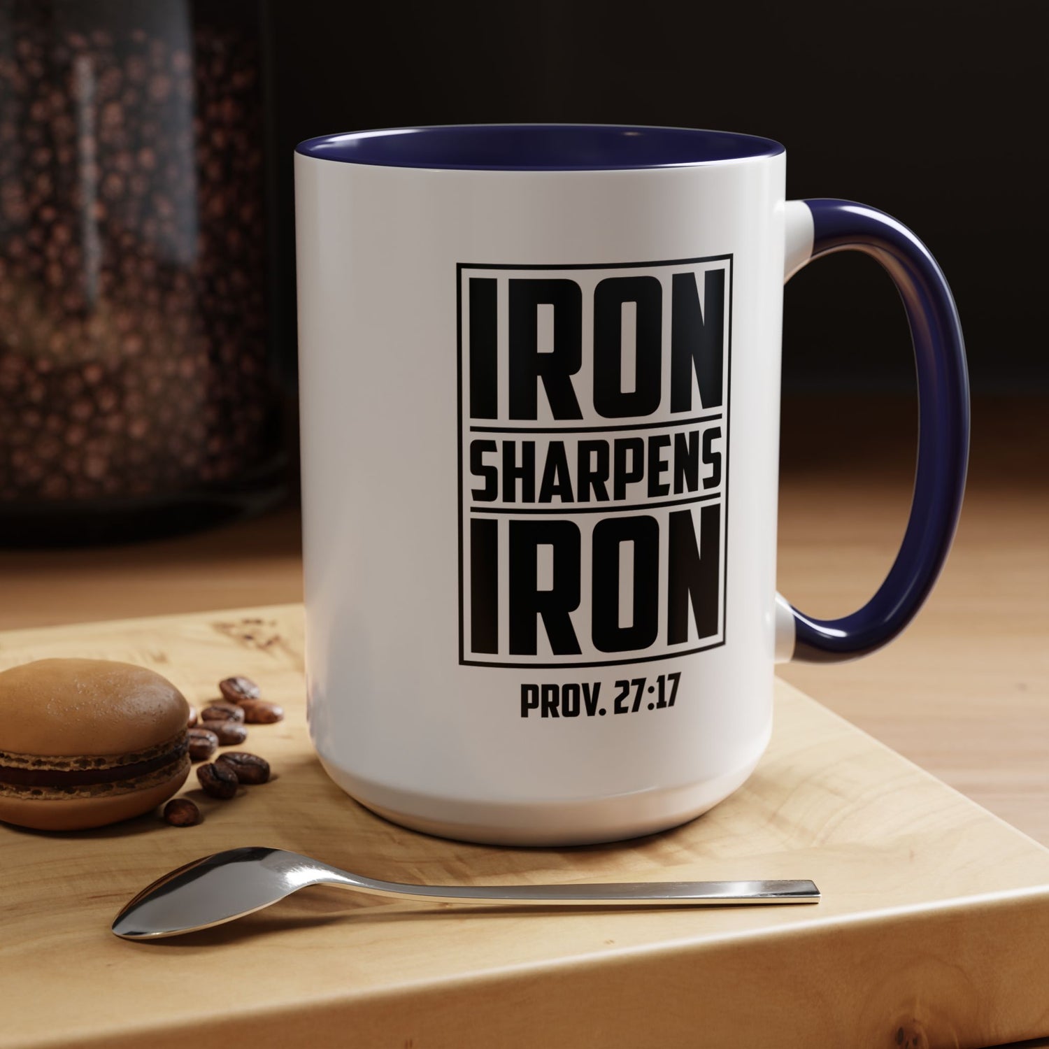 Iron Sharpens Iron Coffee Mug - Inspirational Gift for Friends, Motivational Mug, Proverbs 27:17, Home Office Coffee Cup, Encouragement Mug