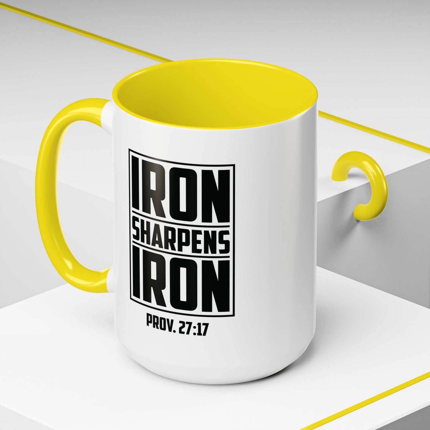 Iron Sharpens Iron Coffee Mug - Inspirational Gift for Friends, Motivational Mug, Proverbs 27:17, Home Office Coffee Cup, Encouragement Mug