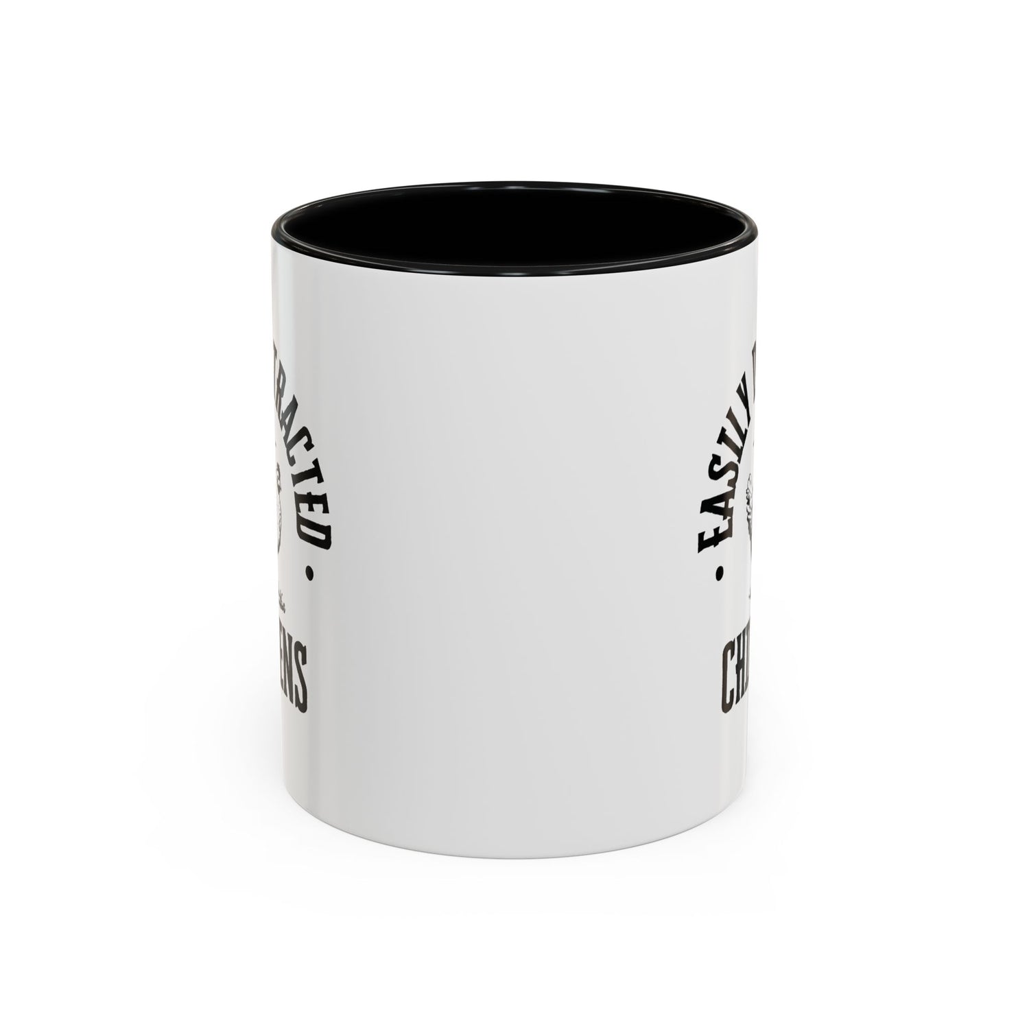 Funny Mug/Chicken Lover/Funny Gift/Gifts under 20/Accent Coffee Mug, 11oz "Easily Distracted By Chickens"