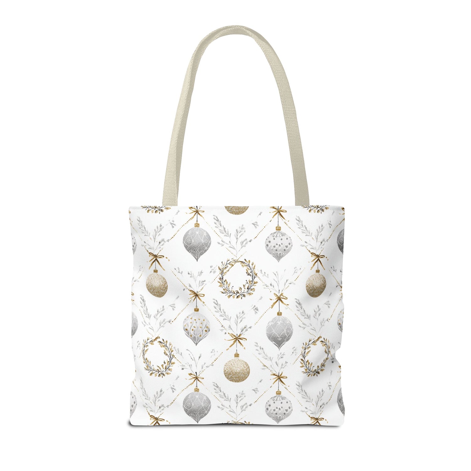 Elegant Christmas Tote Bag- Gold Silver Ornaments