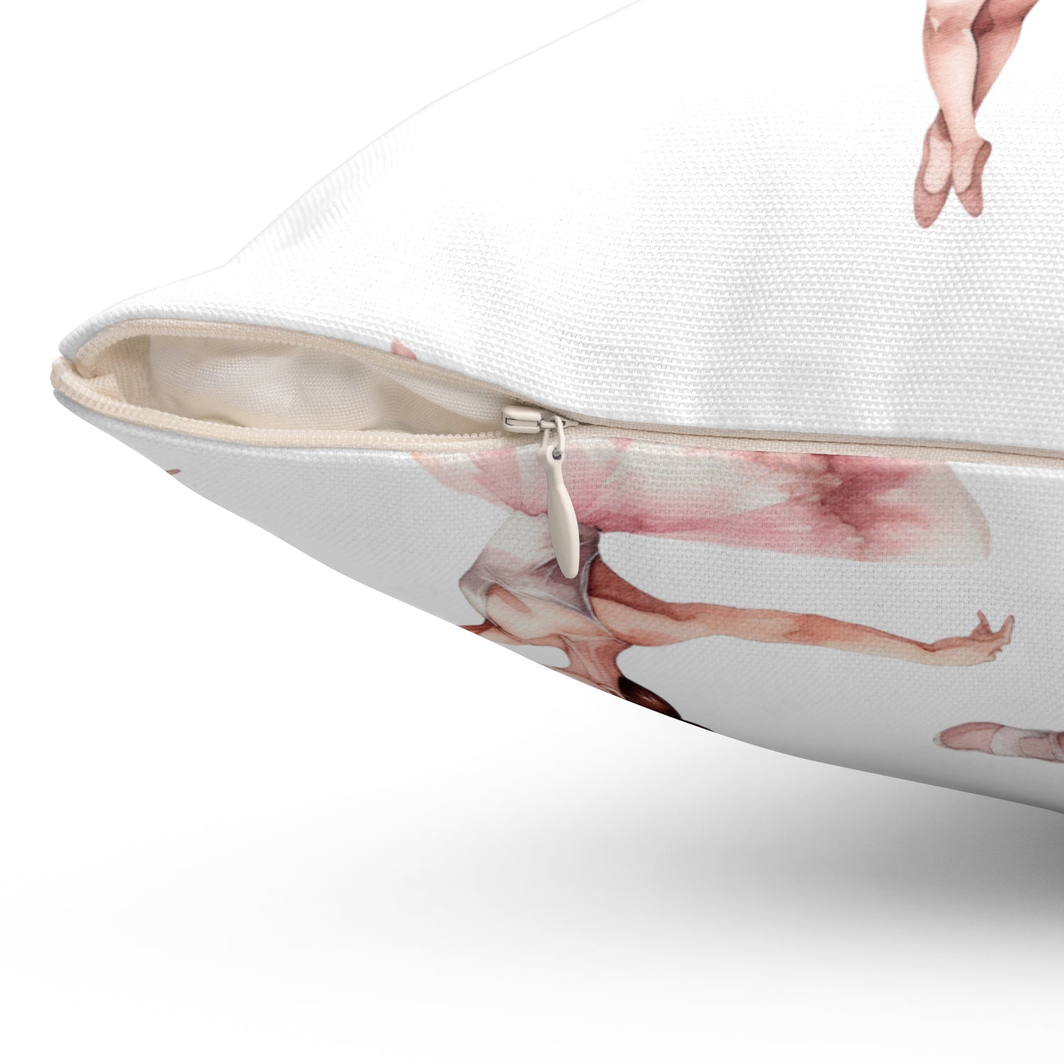 Spun Polyester Square Pillow With Removable Cover Watercolor Ballerina Pink Blue