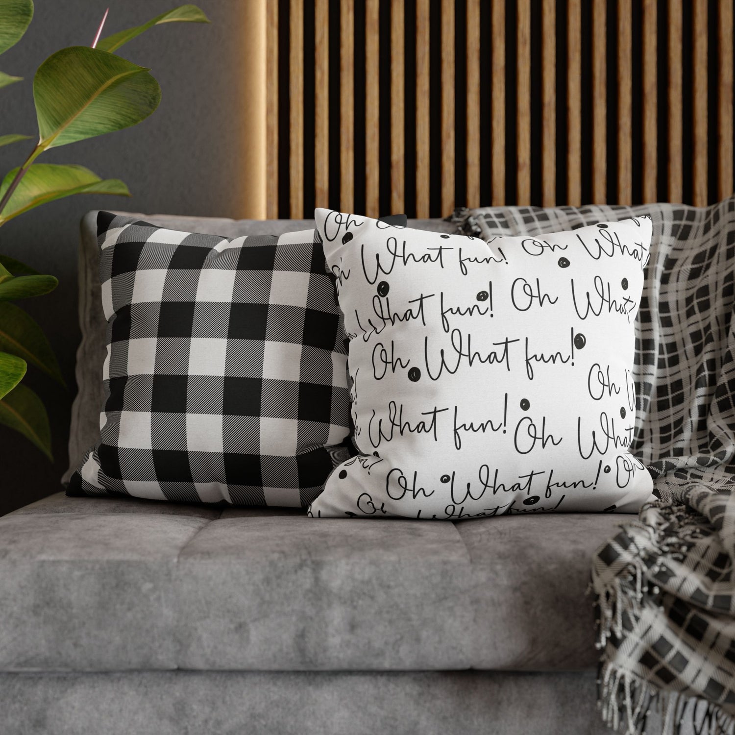 Christmas Holiday Throw Pillows, "Oh What Fun"