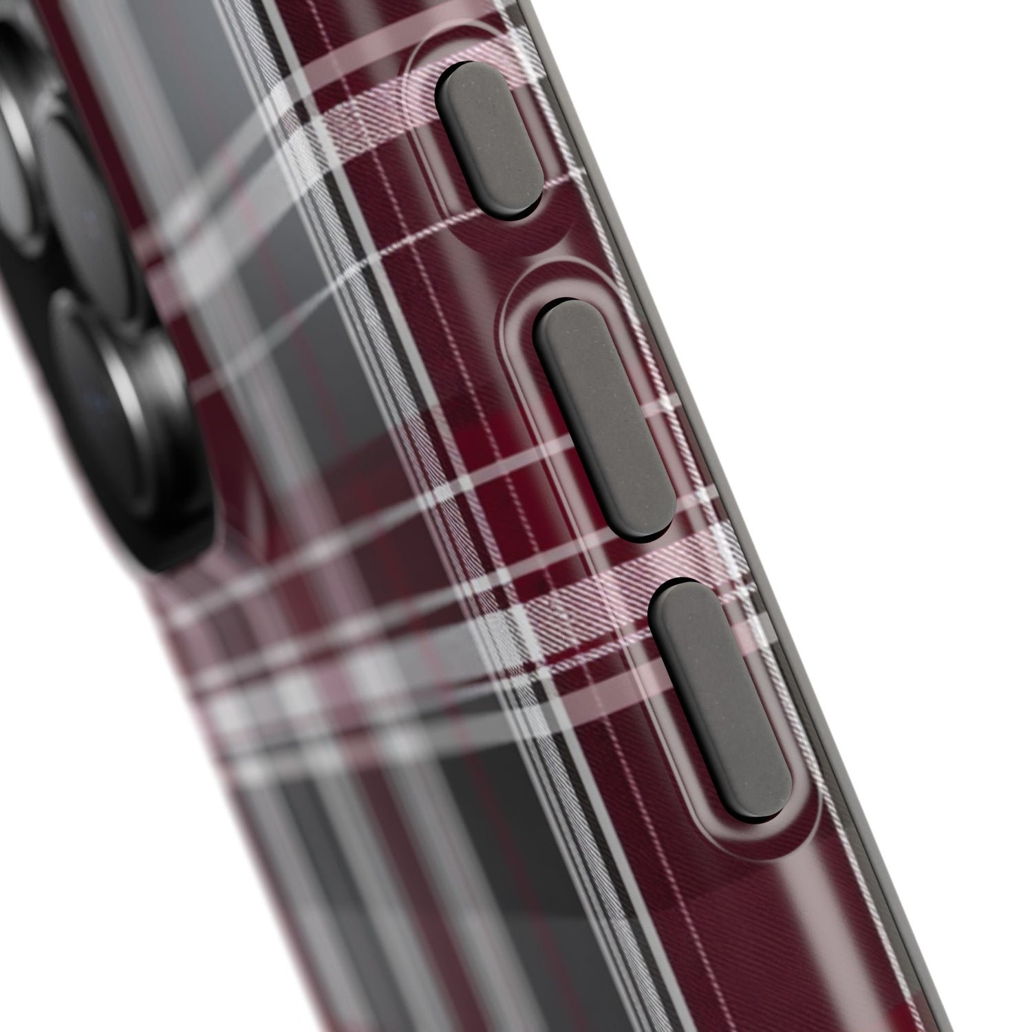 Stylish Plaid Impact-Resistant Phone Cases- Maroon Grey Plaid