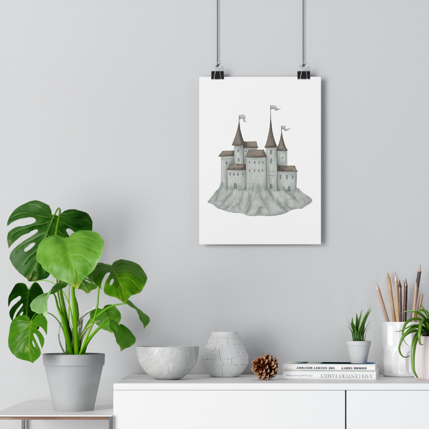 Giclée Art Print Watercolor Memories of Dreams Blue Sandcastle