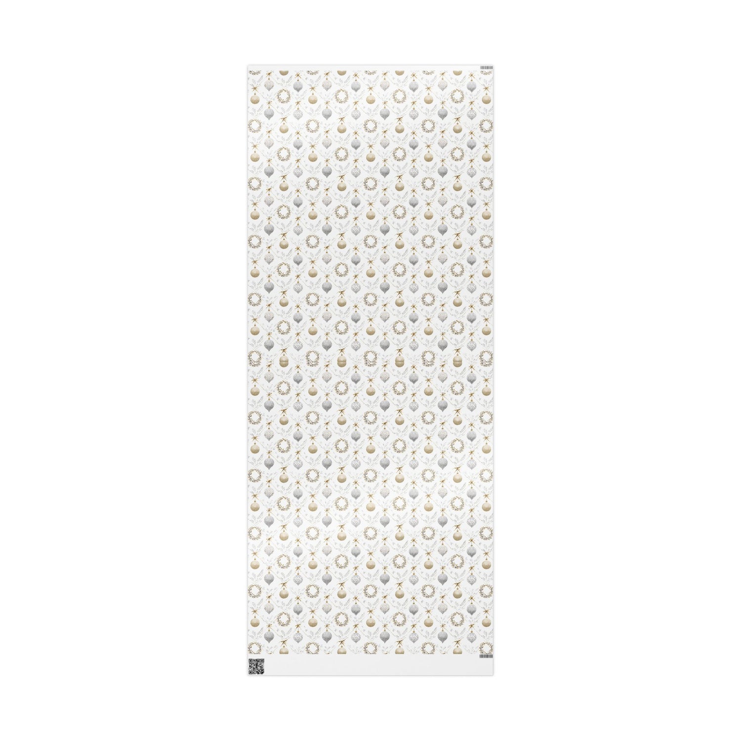 Premium Holiday Wrapping Paper, Silver and Gold Ornaments
