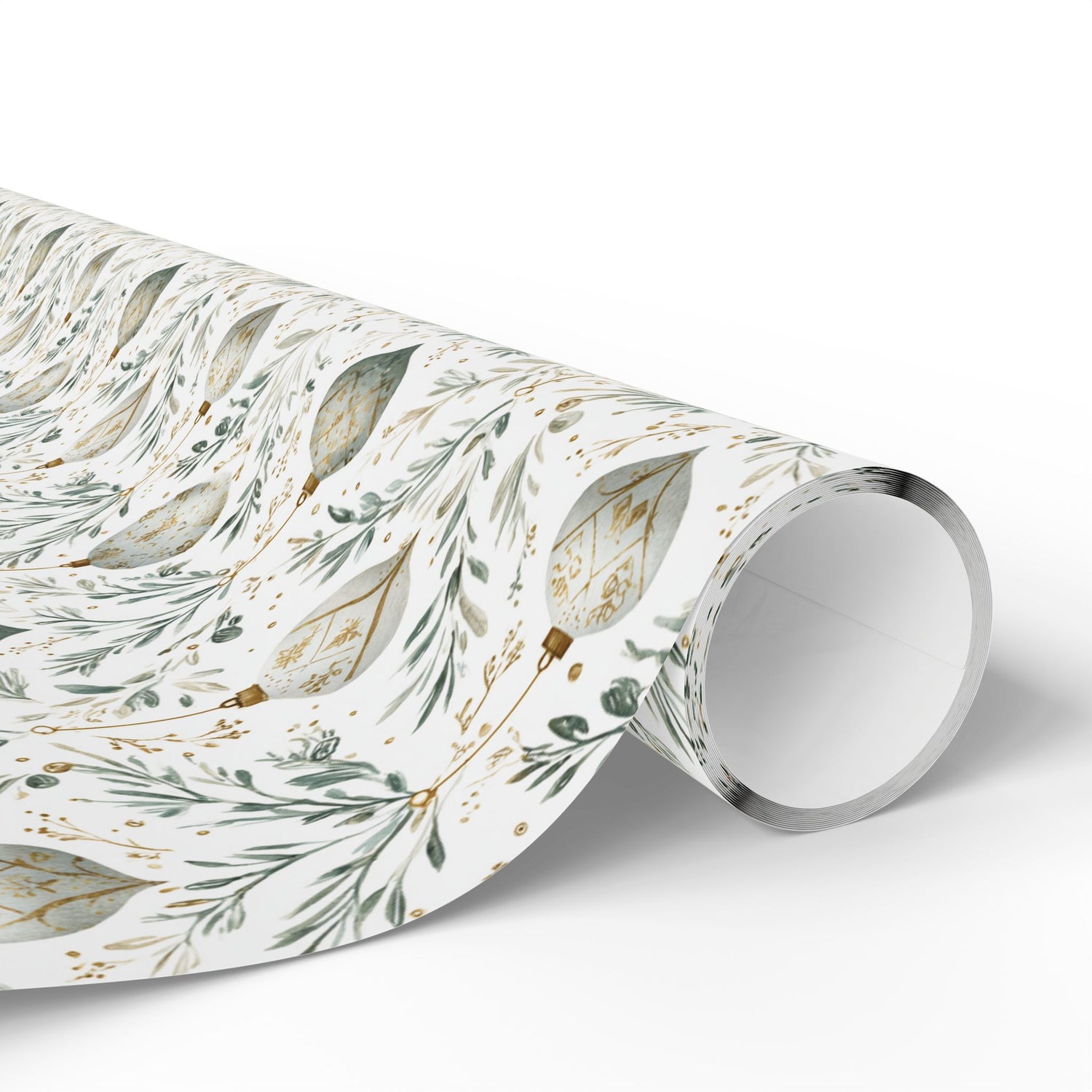 Premium Wrapping Paper – Green Gold Ornaments