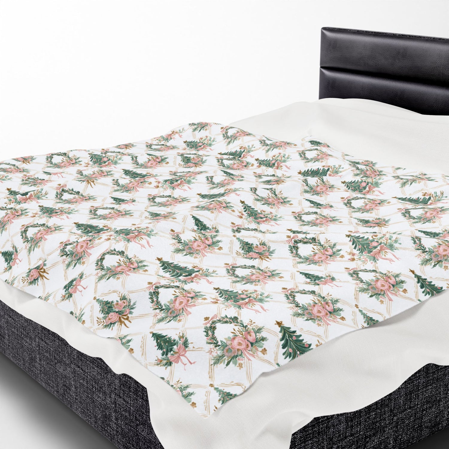 Elegant Christmas Trees Velveteen Plush Blanket