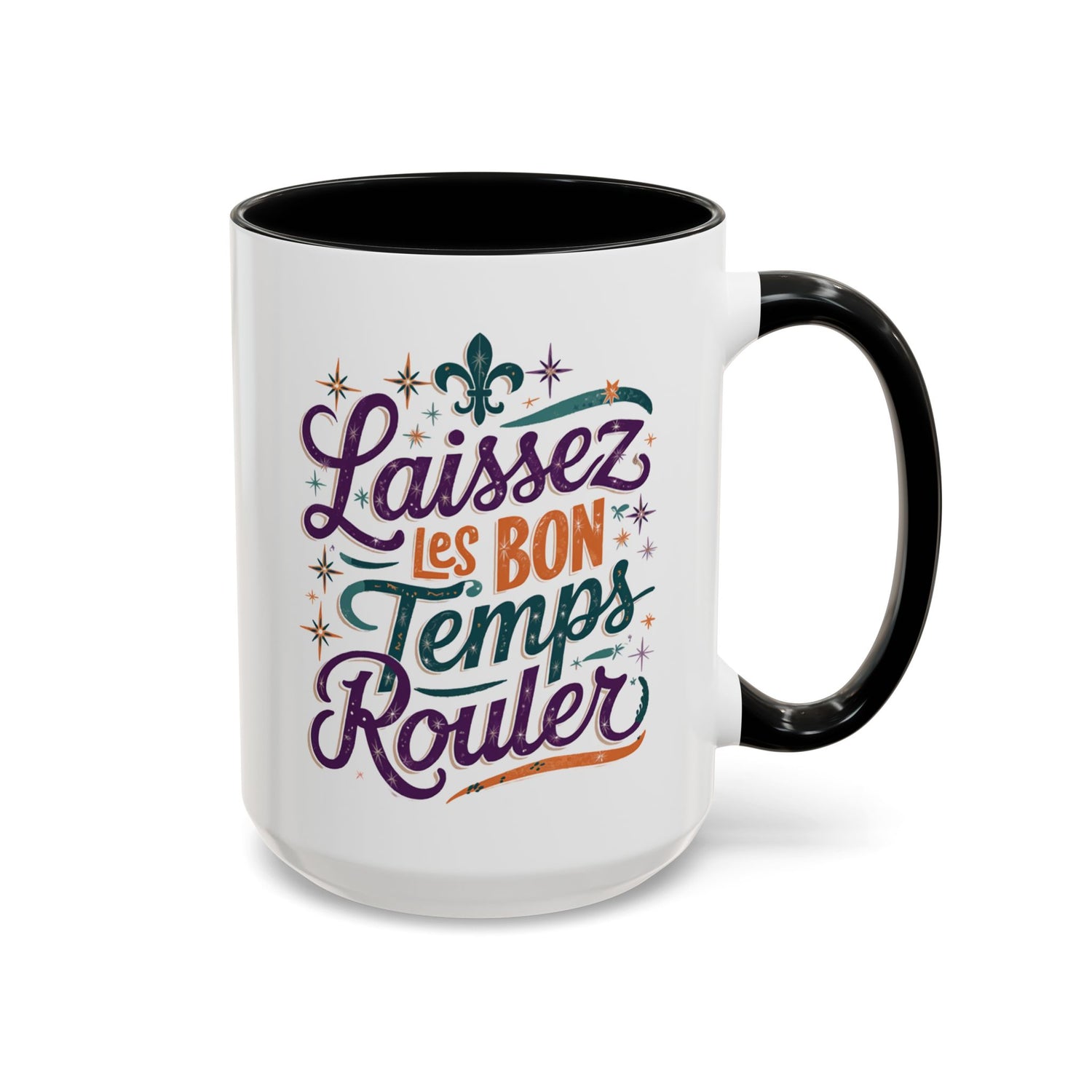 Vibrant Accent Coffee Mug - 'Laissez les Bon Temps Rouler', Perfect for Celebrations, Gifts, Coffee Lovers, Home Decor, and More