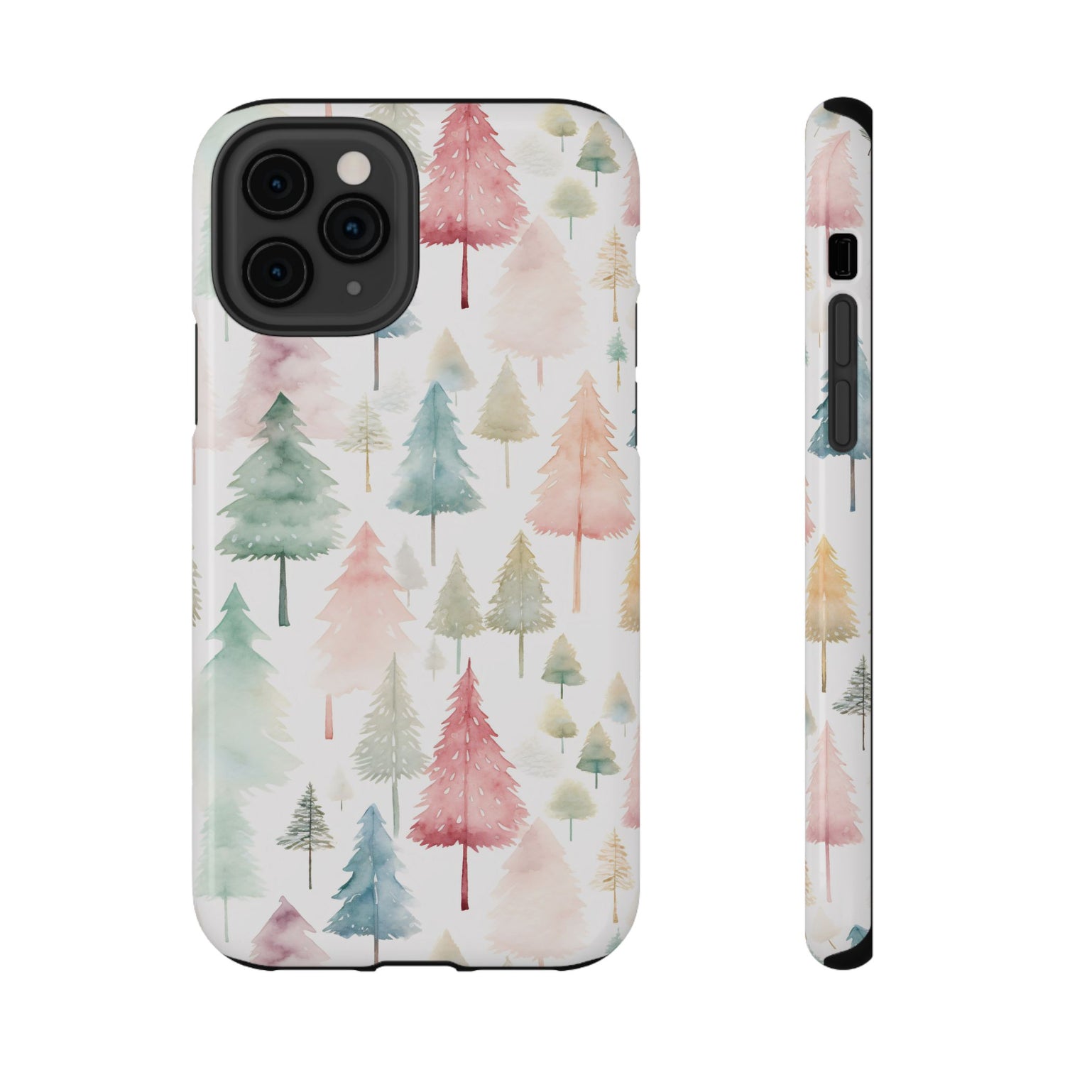 Watercolor Christmas Trees Impact-Resistant Phone Case, iPhone, Samsung