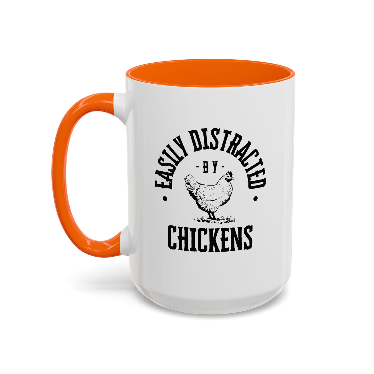 Funny Mug/Chicken Lover/Funny Gift/Gifts under 20/Accent Coffee Mug, 11oz "Easily Distracted By Chickens"