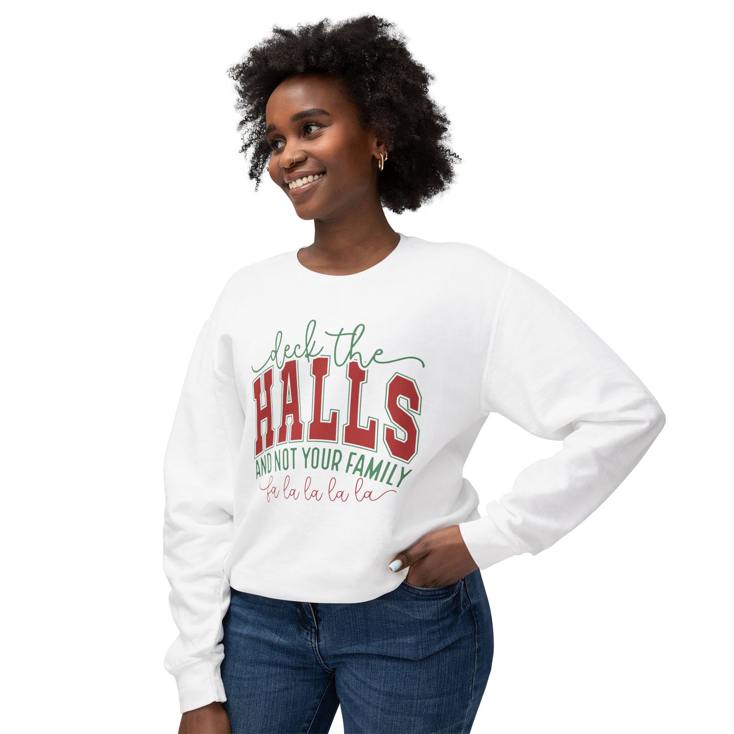 Festive Comfort Colors Lightweight Sweatshirt - 'Deck the Halls'