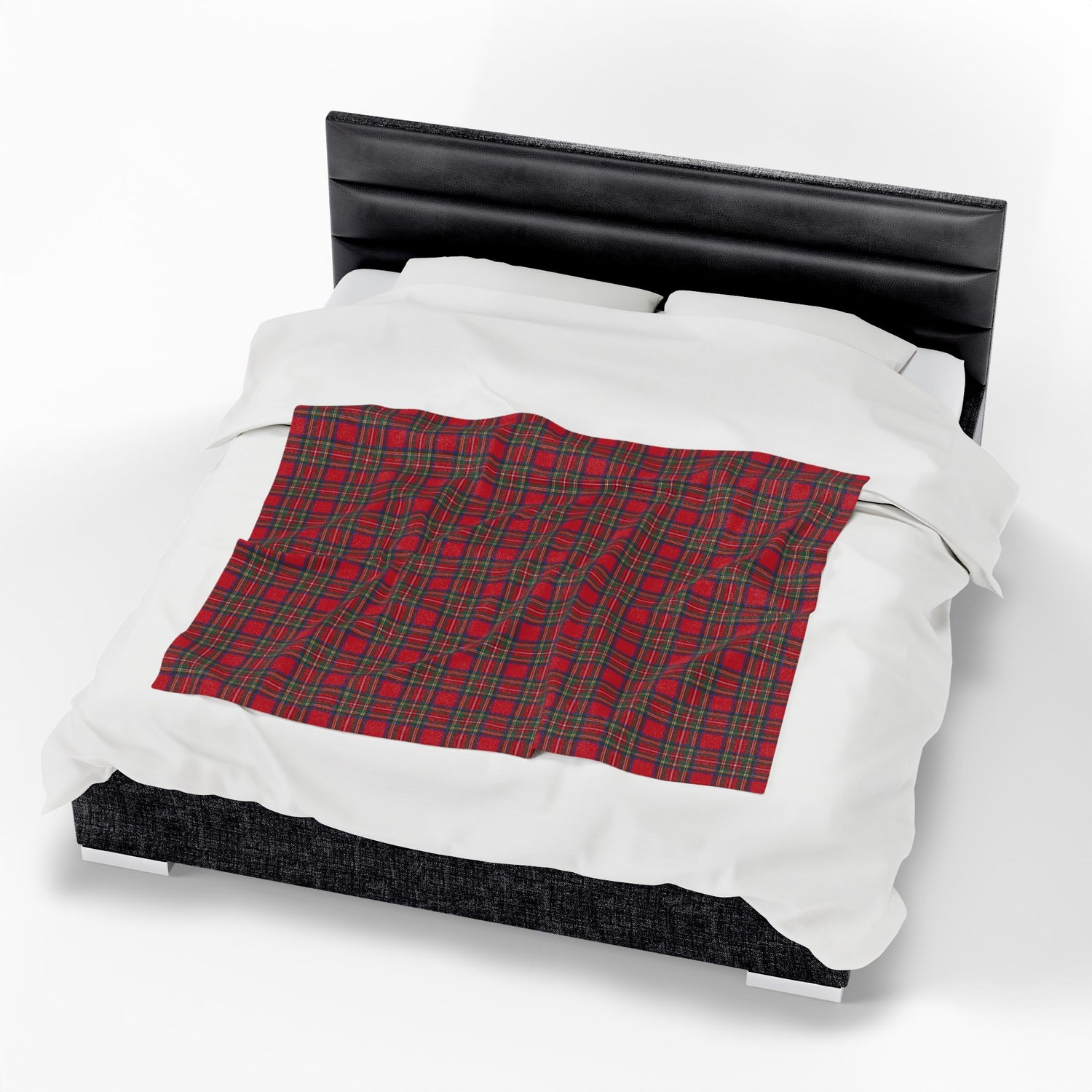 Cozy Plaid Velveteen Blanket Throw in Red Tartan Plaid