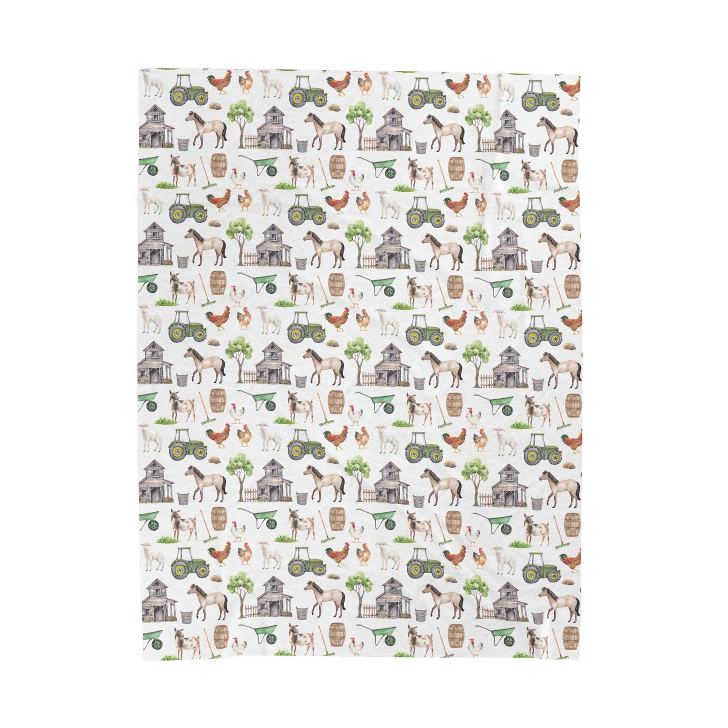 Cozy Farmhouse Velveteen Plush Blanket, Farm Animal Decor, Soft Throw for Kids, Farmhouse Gift, Nursery Bedding