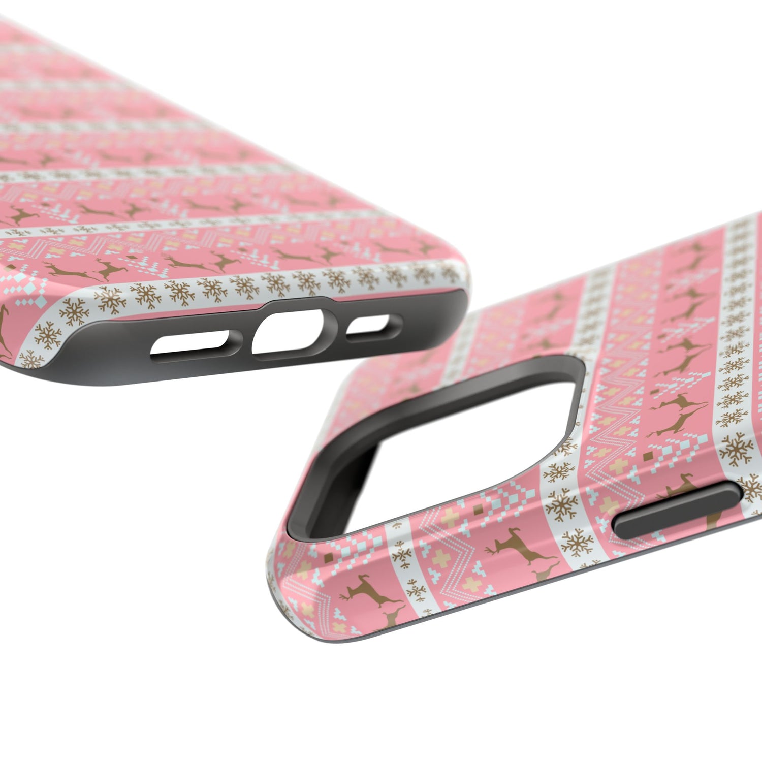 Pink Deer Antler Sweater Christmas Pattern Impact-Resistant Cases, iPhone, Samsung