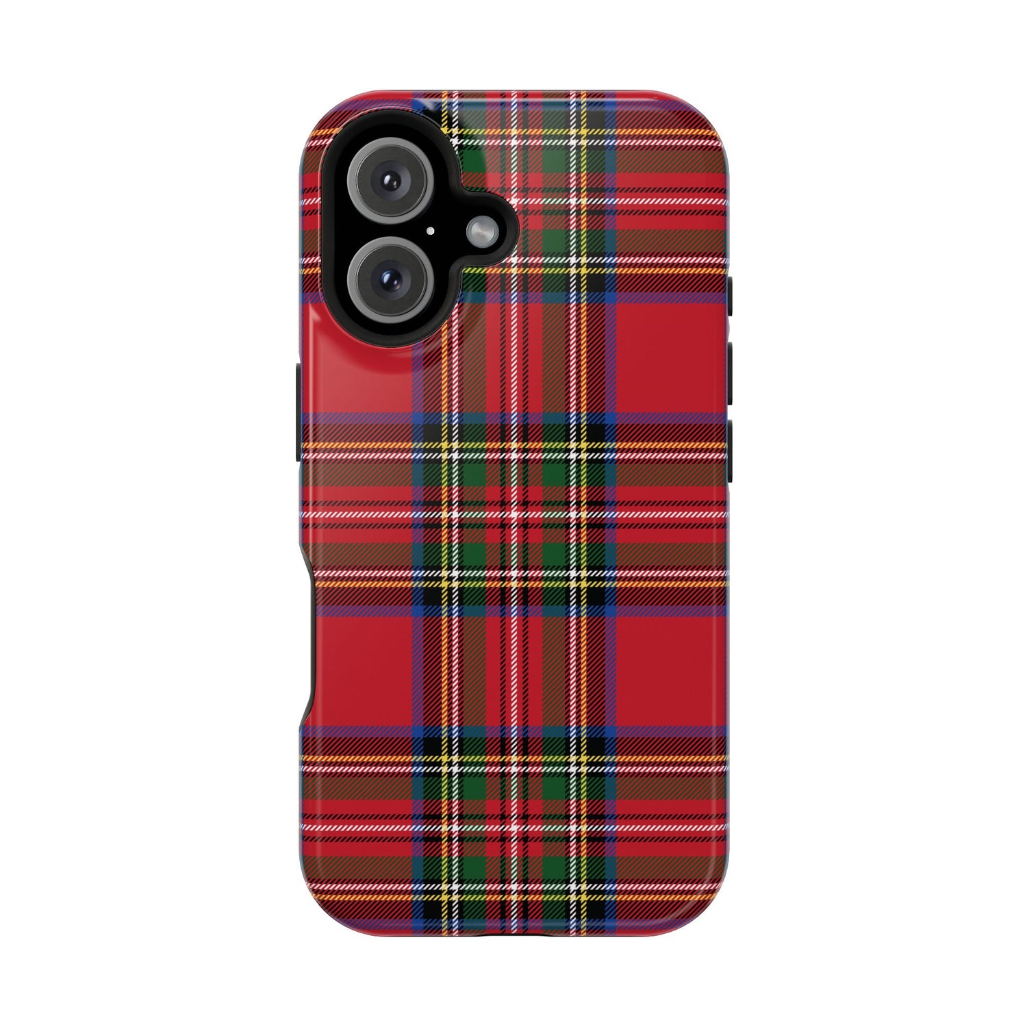 Red Christmas tartan plaid phone case on white background