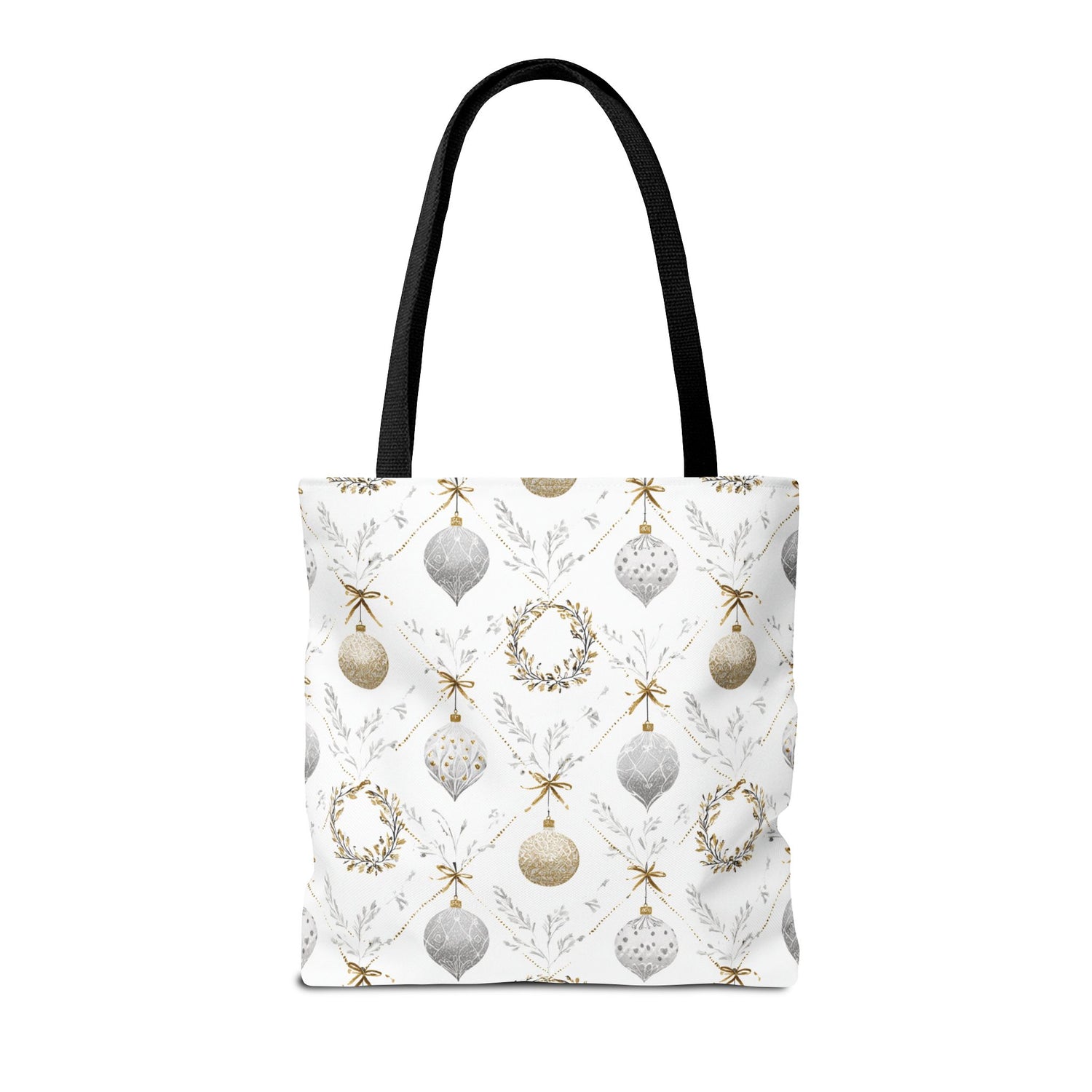 Elegant Christmas Tote Bag- Gold Silver Ornaments