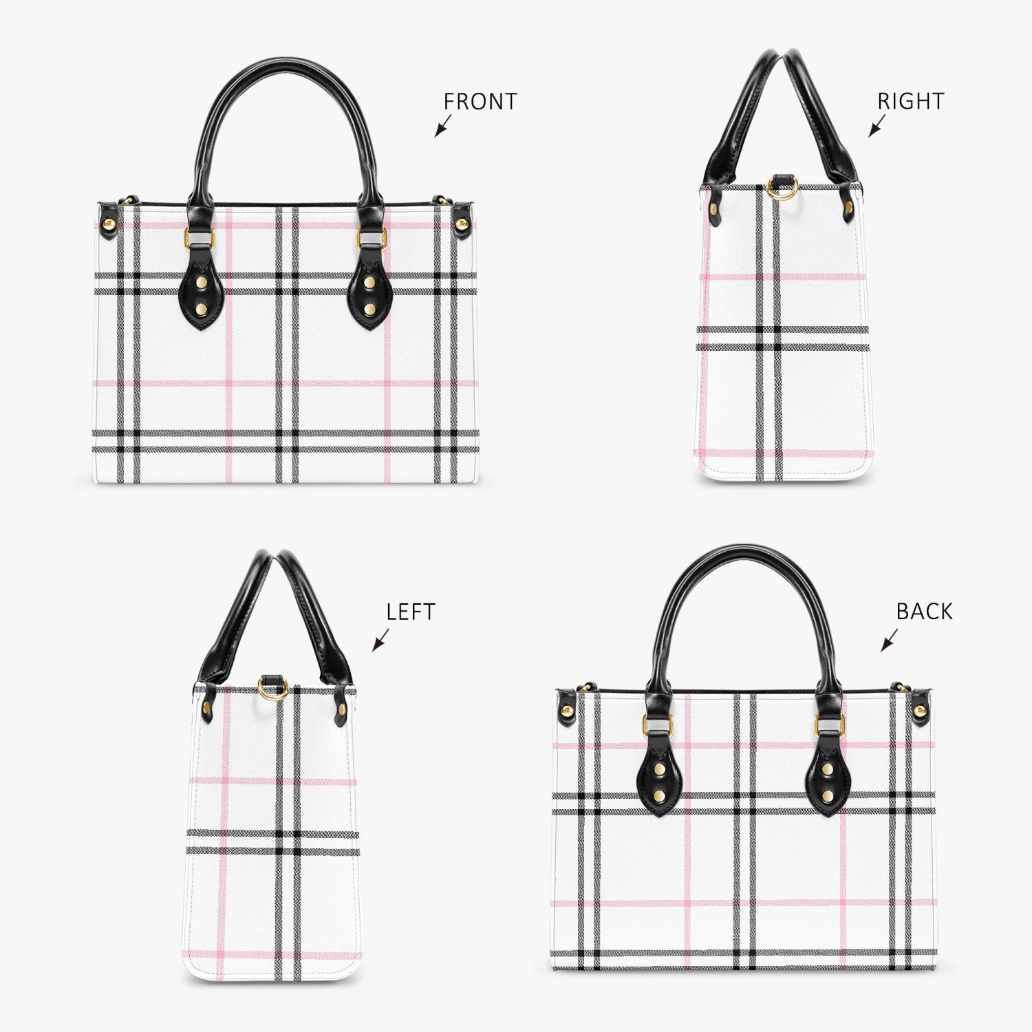 Elegant Classic Tote for Women Pink Plaid