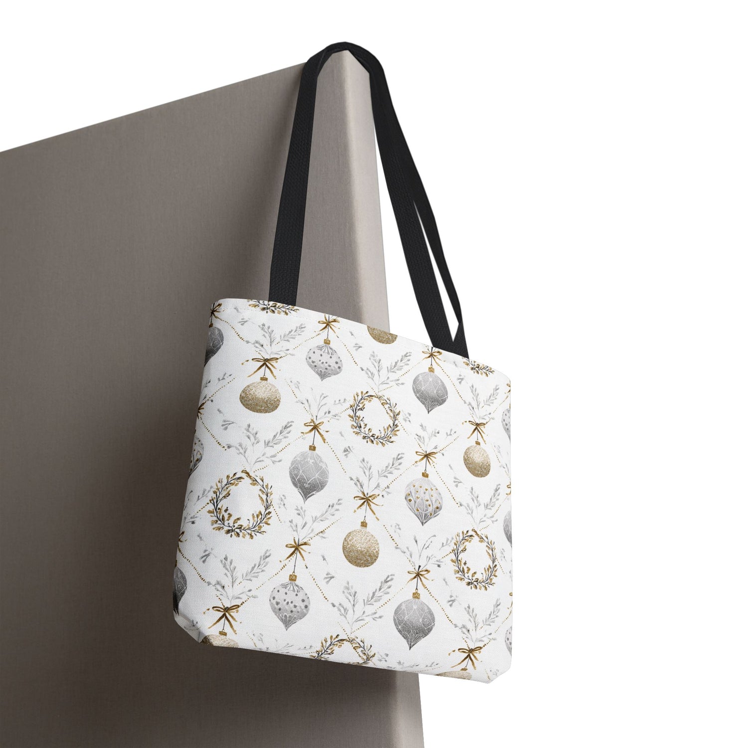Elegant Christmas Tote Bag- Gold Silver Ornaments