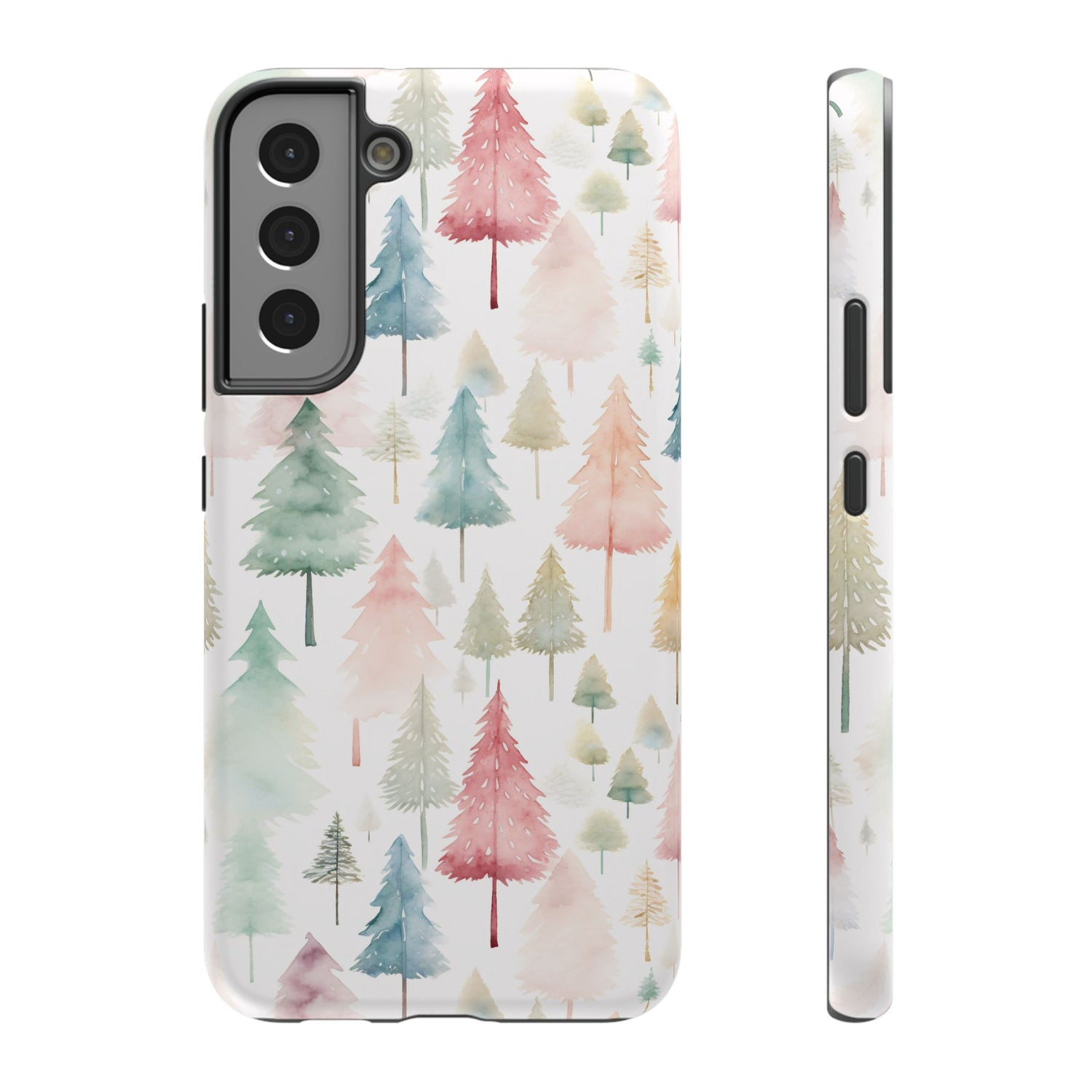 Watercolor Christmas Trees Impact-Resistant Phone Case, iPhone, Samsung