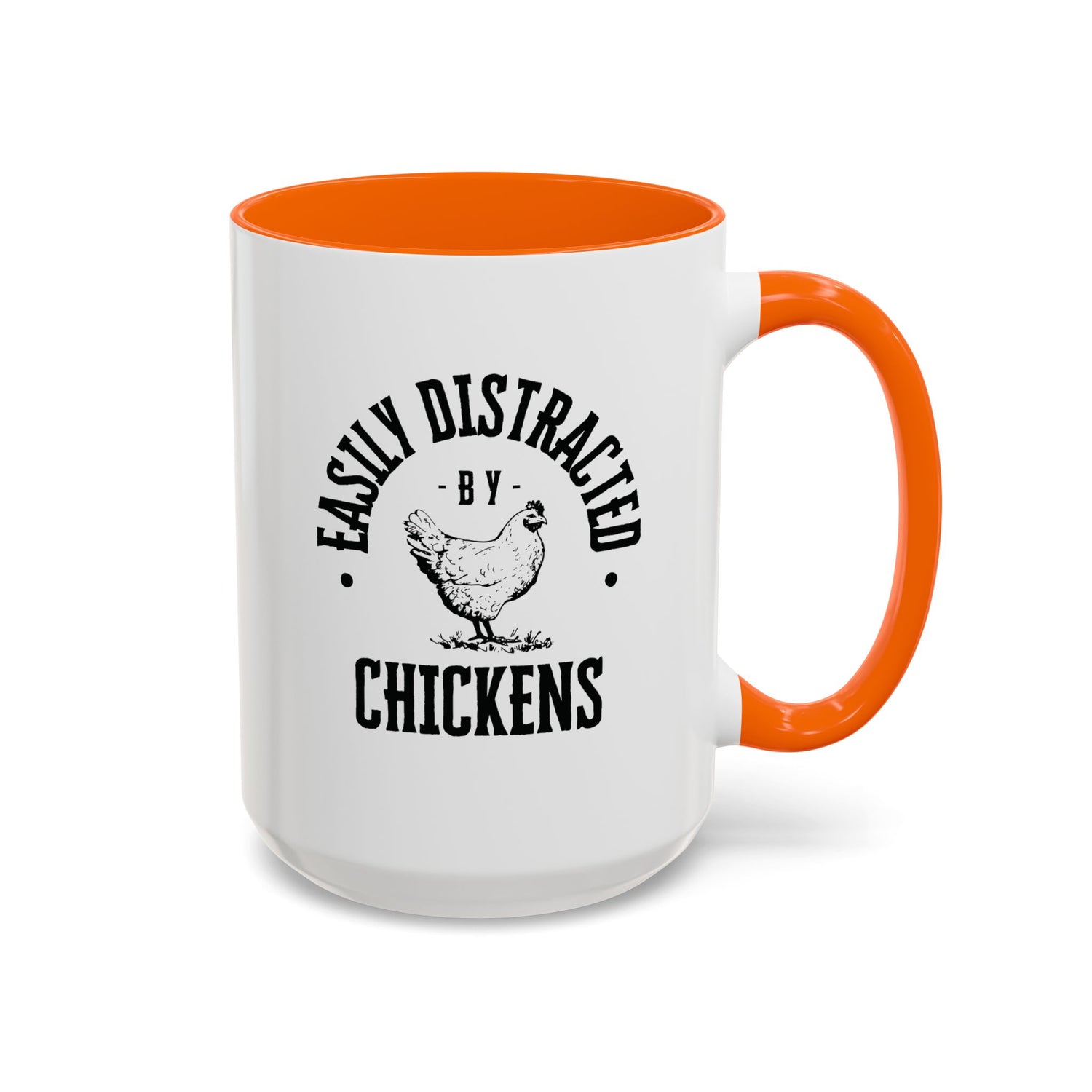 Funny Mug/Chicken Lover/Funny Gift/Gifts under 20/Accent Coffee Mug, 11oz "Easily Distracted By Chickens"