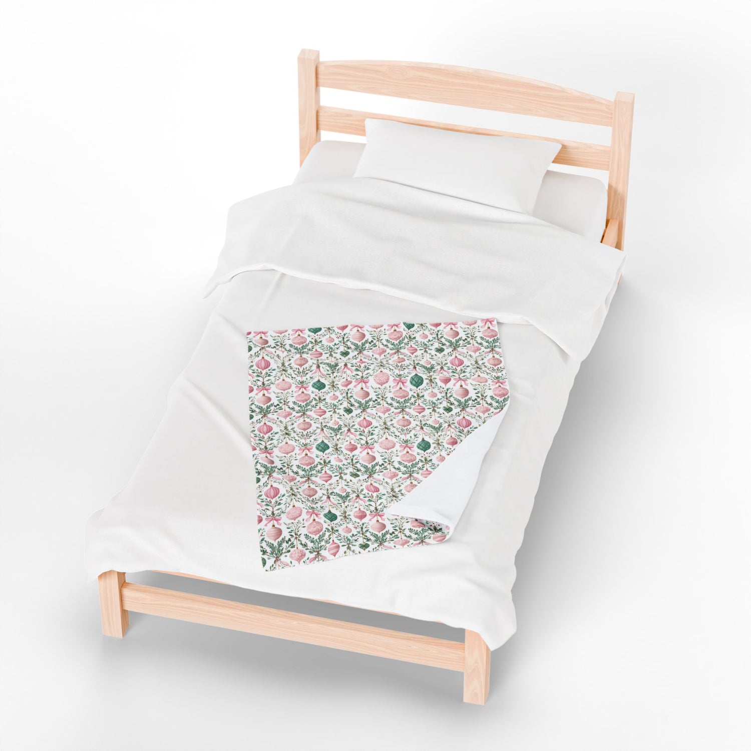 Pink Green Ornaments Velveteen Blanket