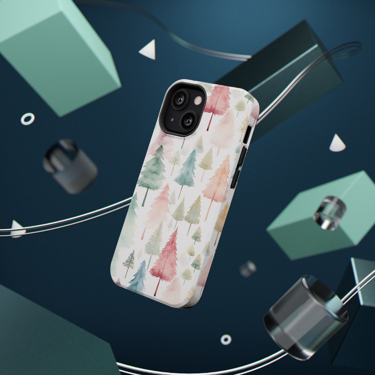 Watercolor Christmas Trees Impact-Resistant Phone Case, iPhone, Samsung