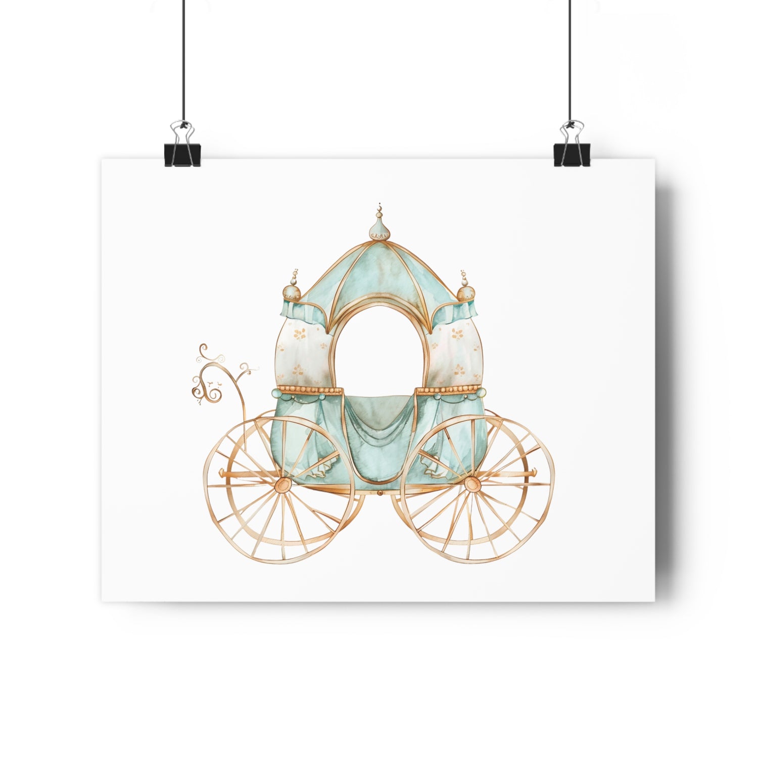 Giclée Art Print Watercolor Teal Princess Carriage