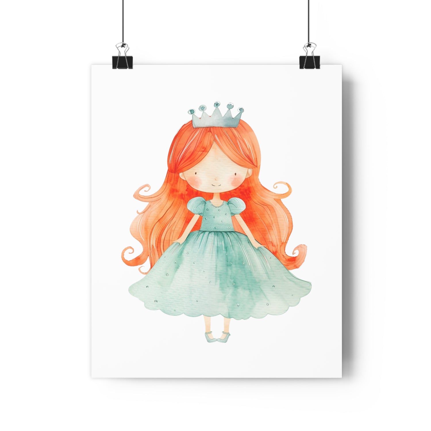 Giclée Art Print Watercolor Teal Princess 4