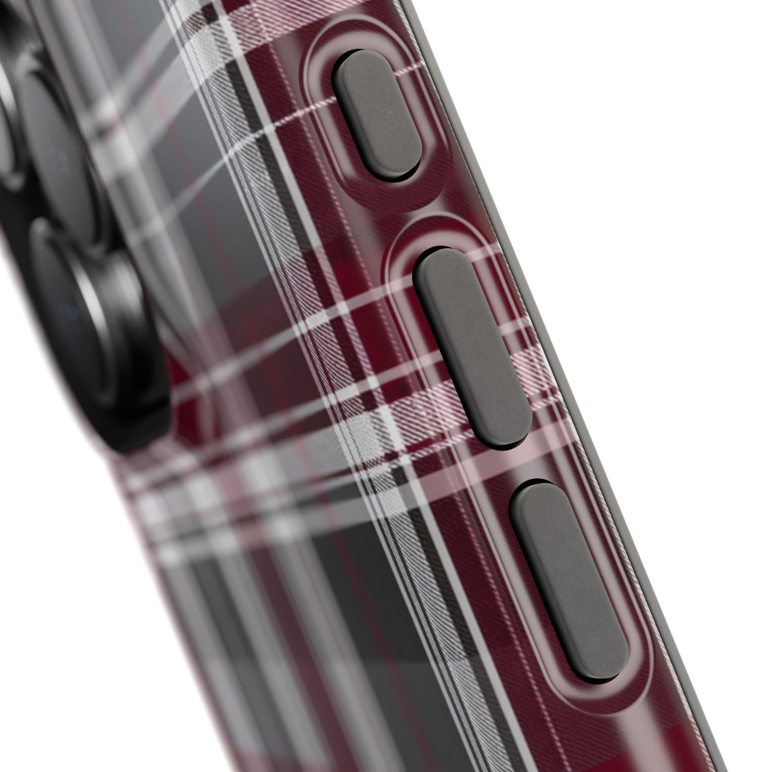 Stylish Plaid Impact-Resistant Phone Cases- Maroon Grey Plaid