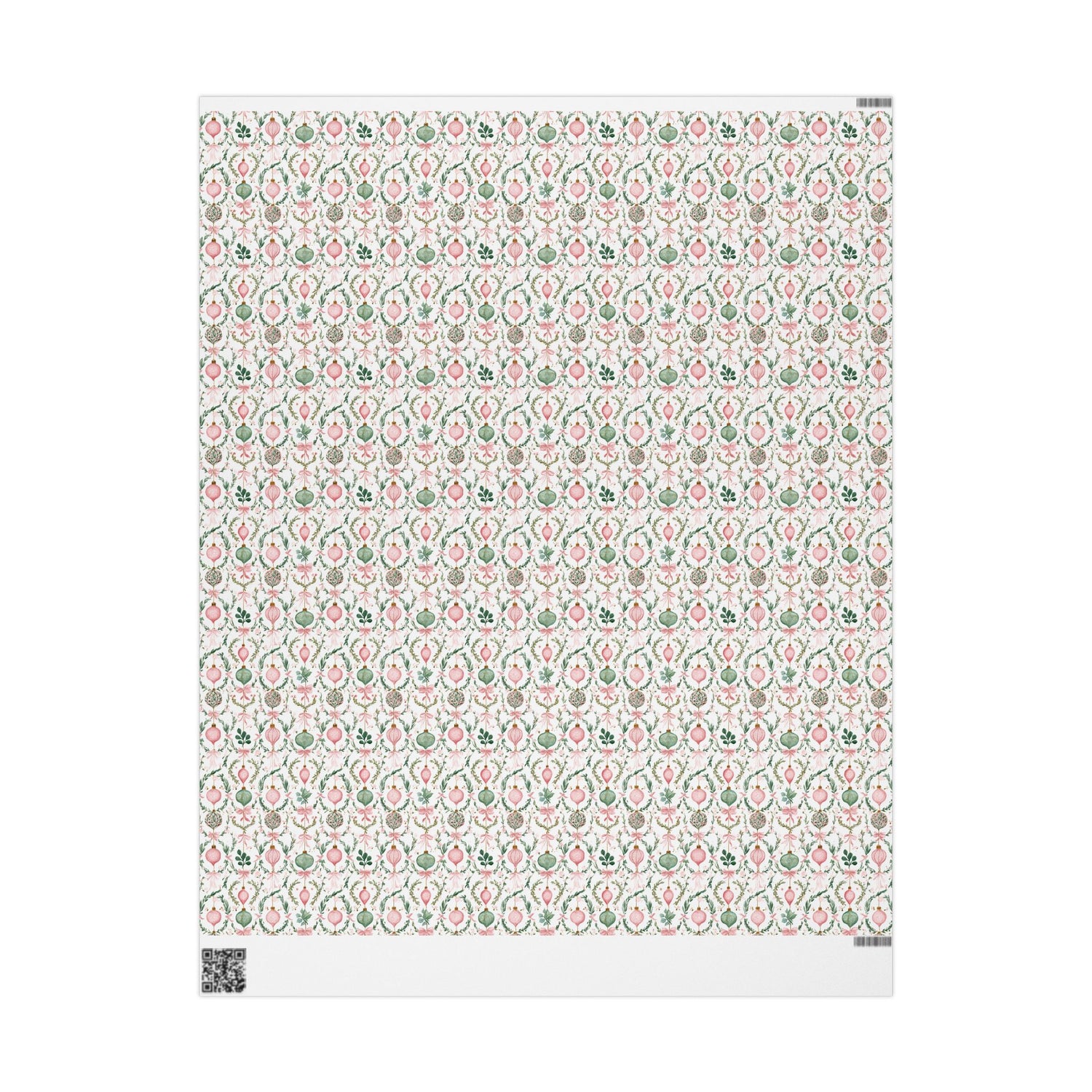 Floral patterned paper with a QR code on a white background