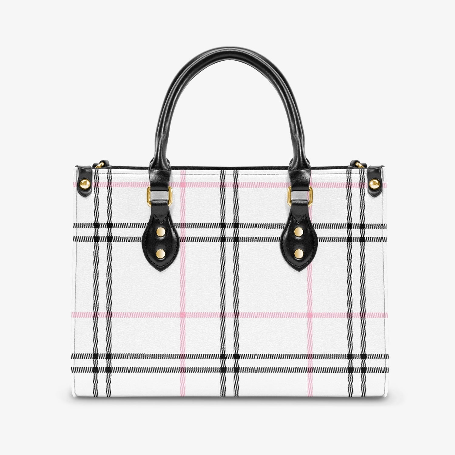 Elegant Classic Tote for Women Pink Plaid