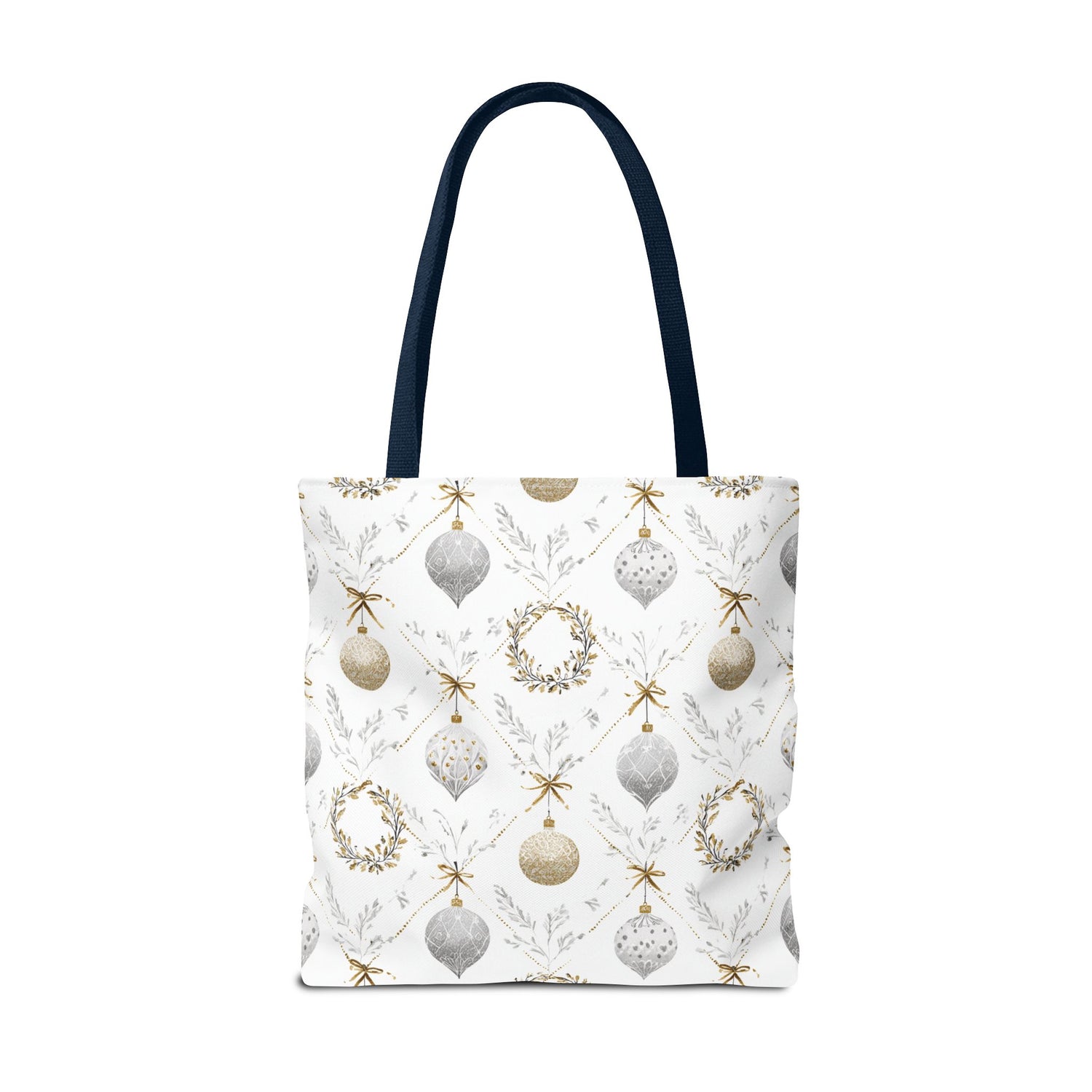 Elegant Christmas Tote Bag- Gold Silver Ornaments