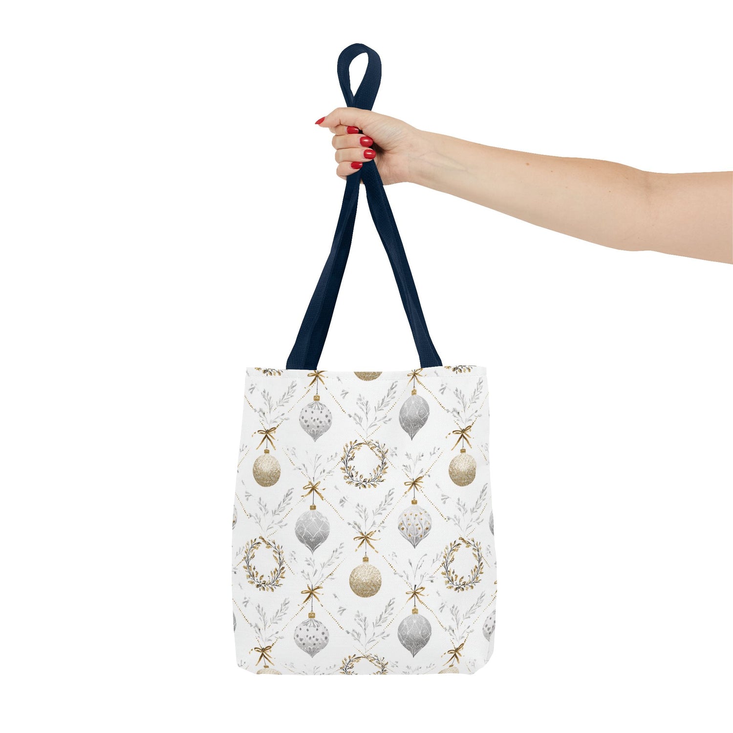Elegant Christmas Tote Bag- Gold Silver Ornaments