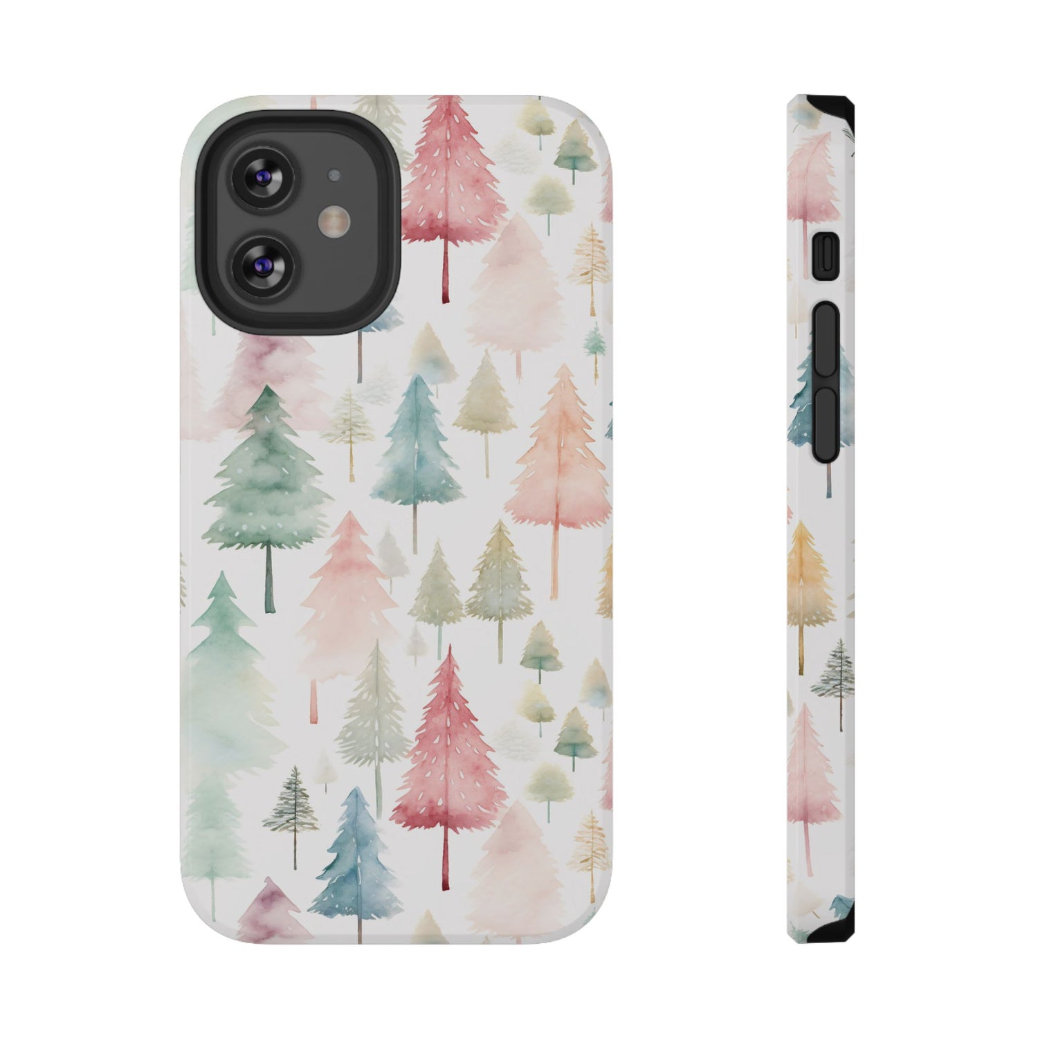 Watercolor Christmas Trees Impact-Resistant Phone Case, iPhone, Samsung