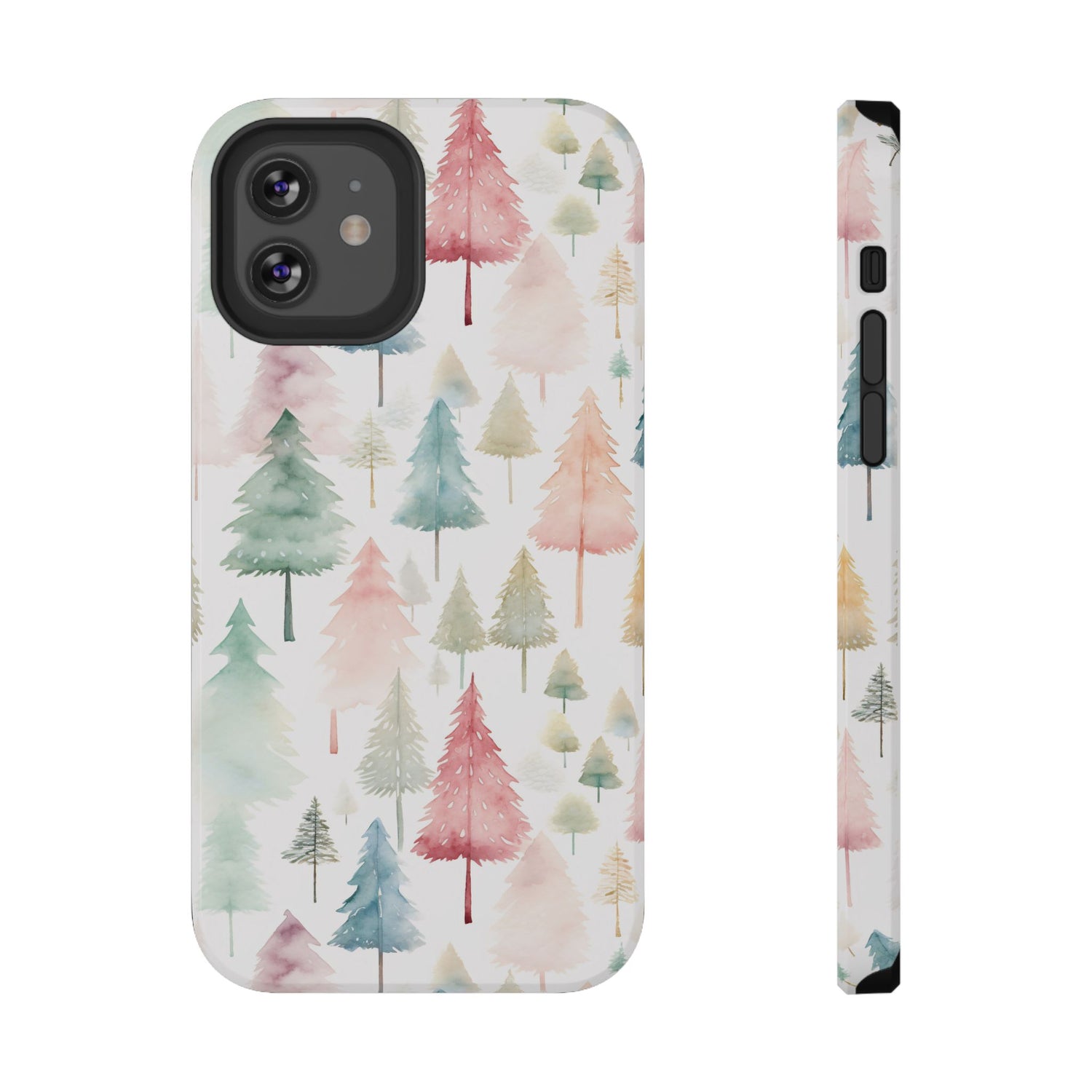 Watercolor Christmas Trees Impact-Resistant Phone Case, iPhone, Samsung