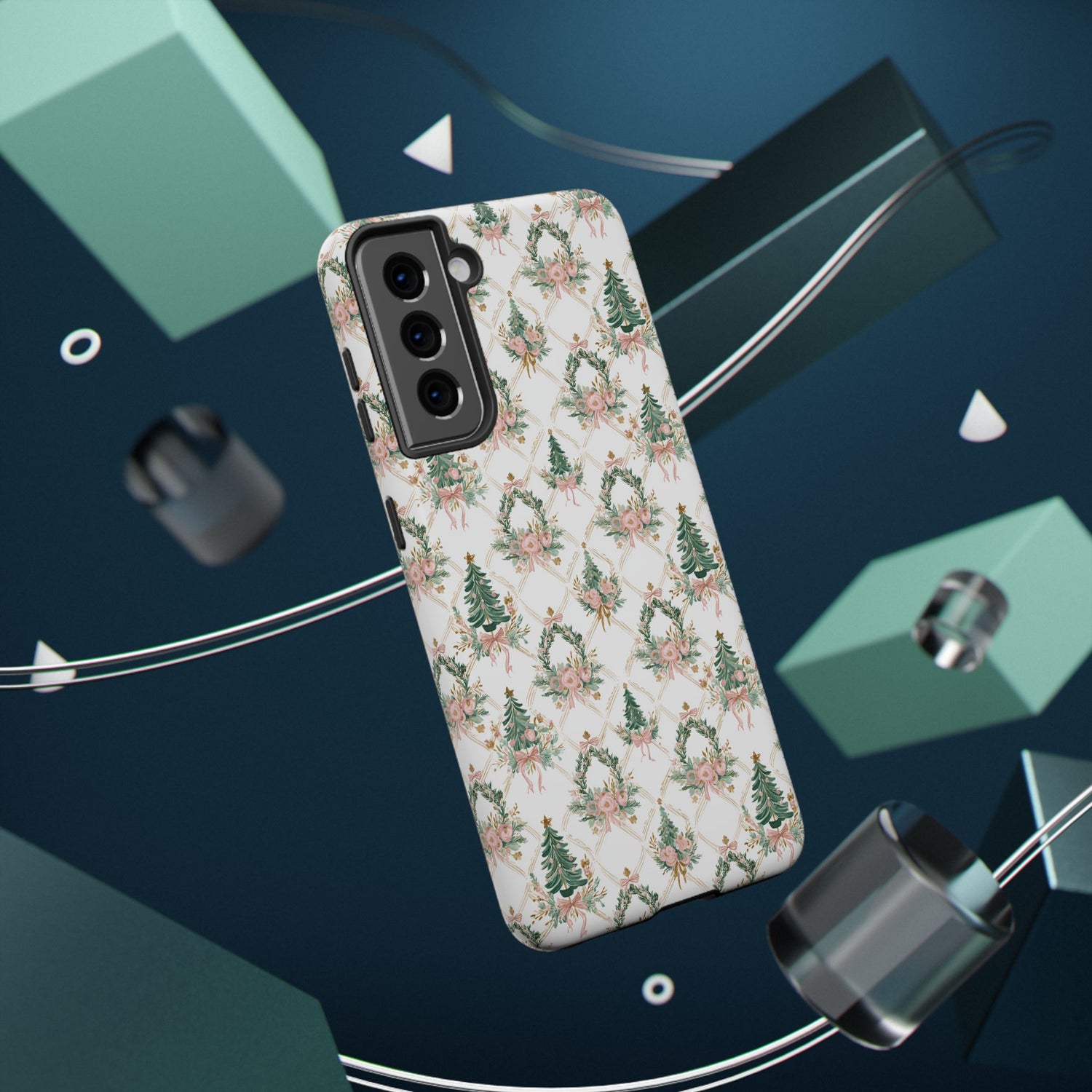 Impact-Resistant Phone Case - Festive Floral Design, Impact-Resistant, iPhone, Samsung