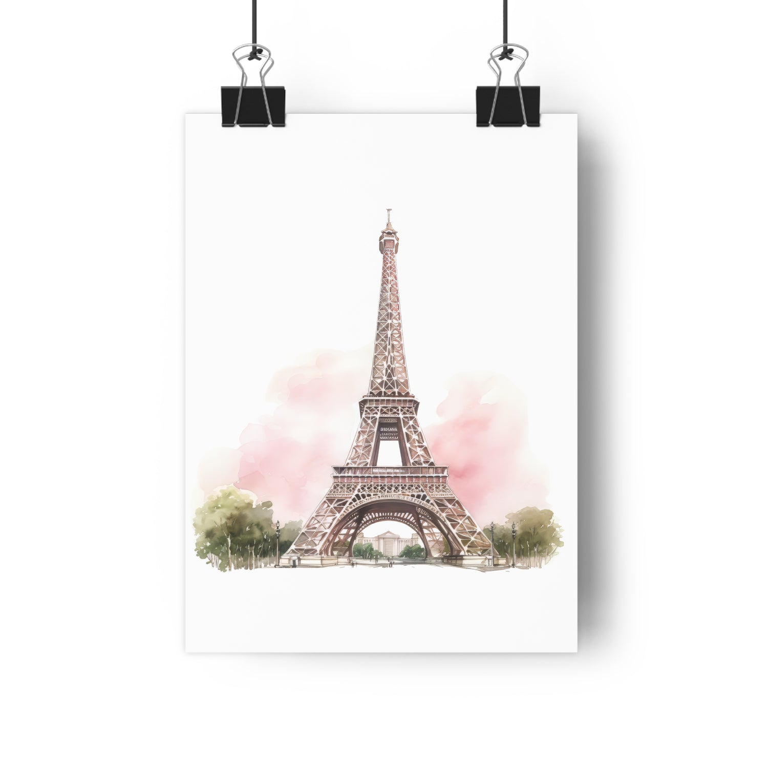 Giclée Art Print Watercolor Pink Paris Eiffel Tower