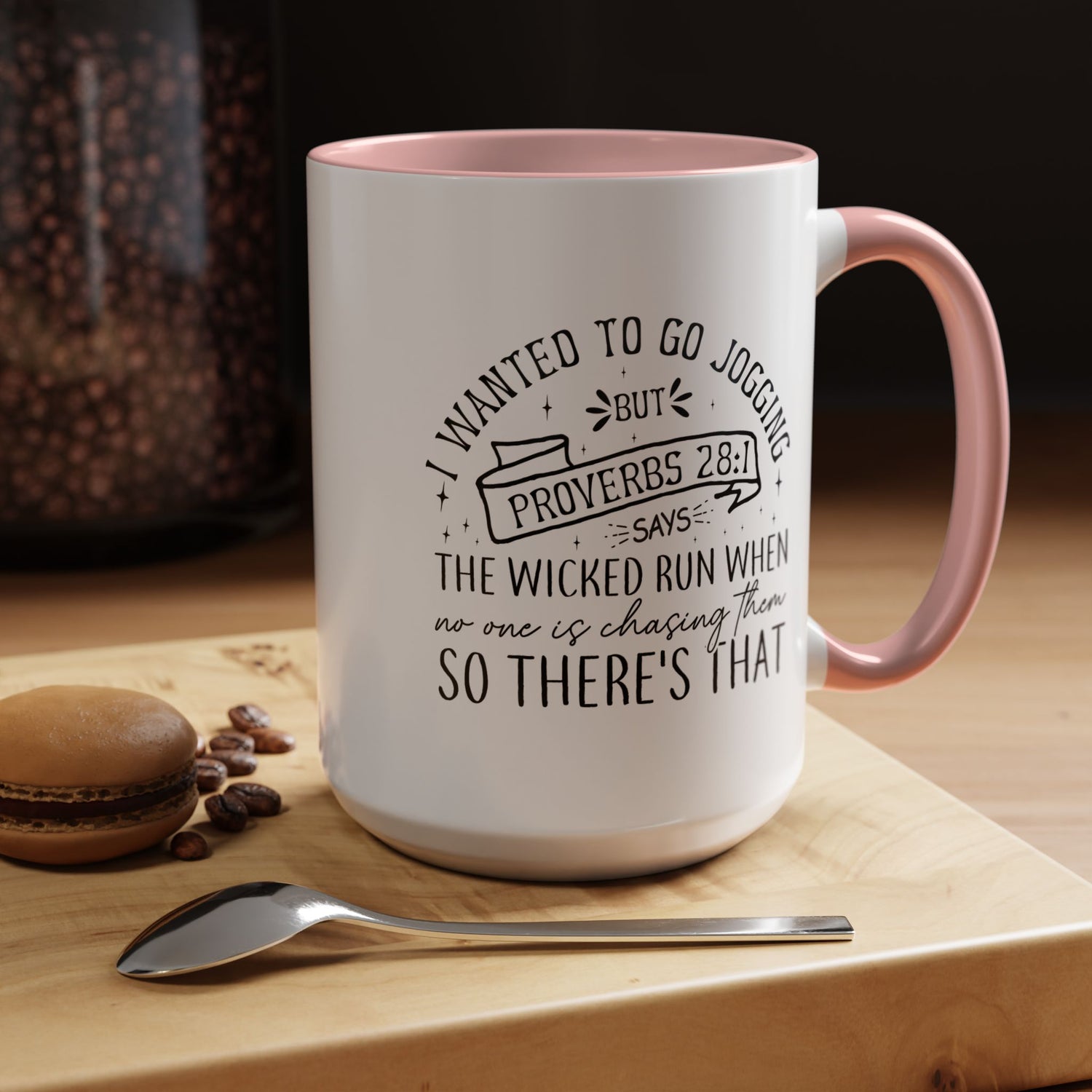 Inspirational Coffee Mug for Christian Joggers, Proverbs 28:1 Quote Mug, Funny Workout Gift, Motivational Drinkware, Exercise Humor