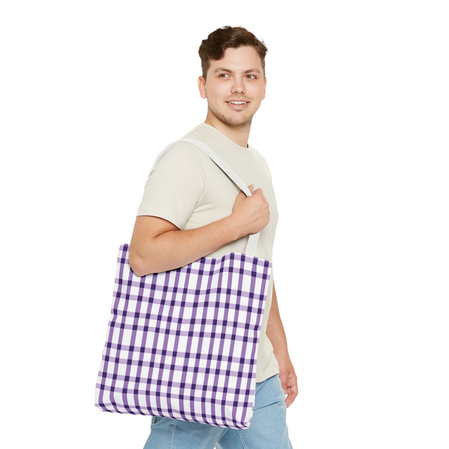 Purple Plaid Tote Bag