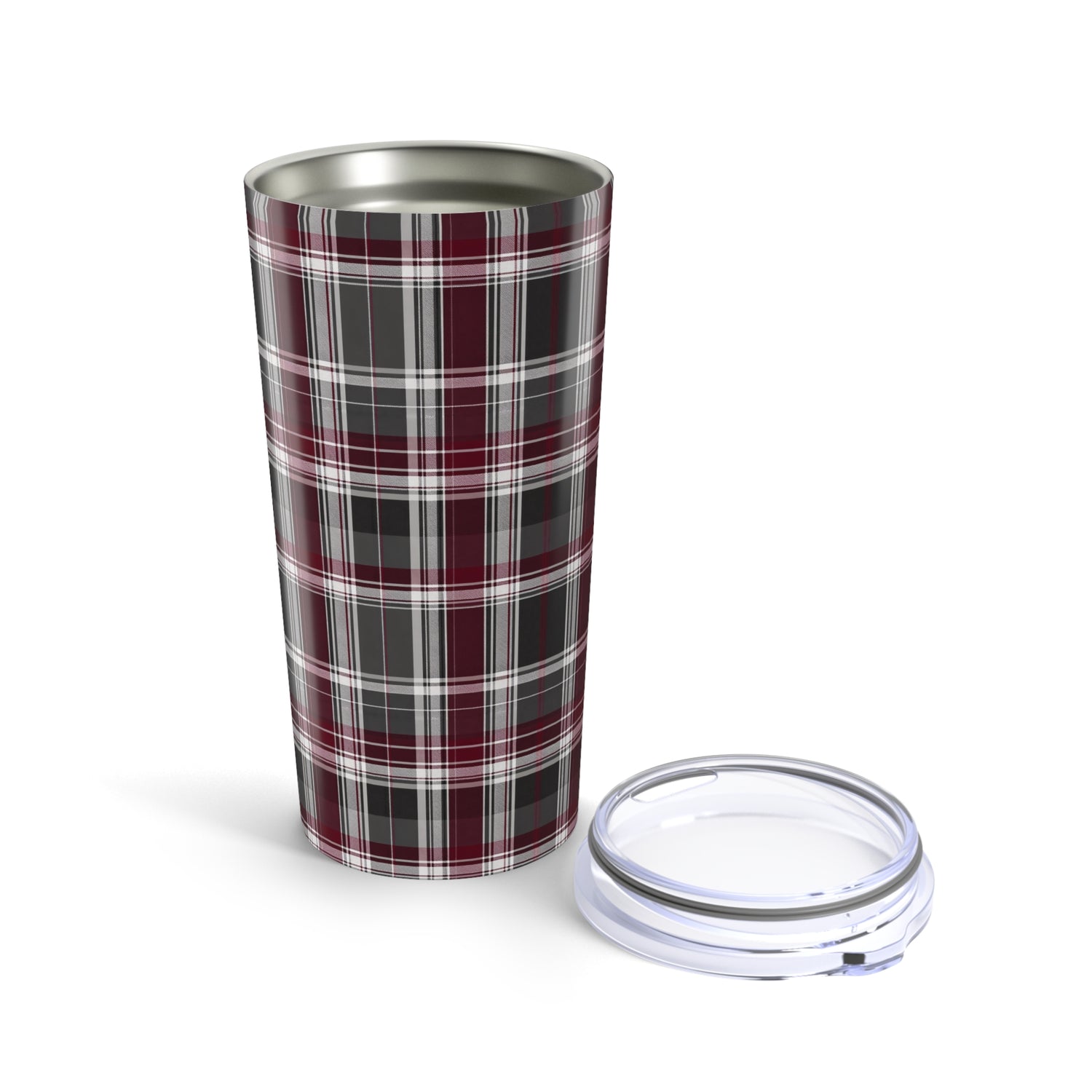 Burgundy Grey Plaid 20oz Stainless Tumbler
