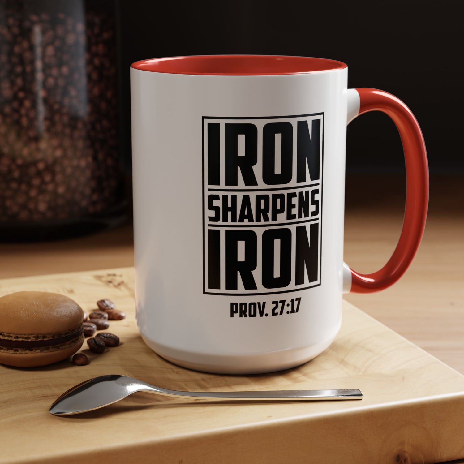Iron Sharpens Iron Coffee Mug - Inspirational Gift for Friends, Motivational Mug, Proverbs 27:17, Home Office Coffee Cup, Encouragement Mug