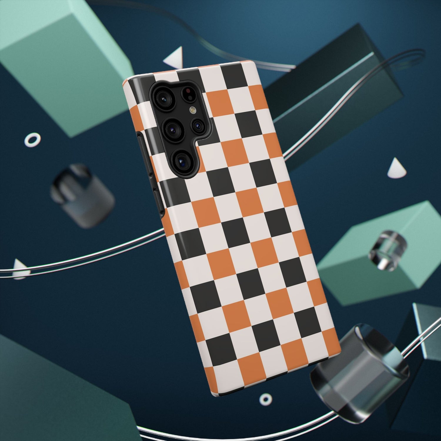 Trendy Halloween Checkerboard Phone Case | Impact-Resistant, iPhone, Samsung