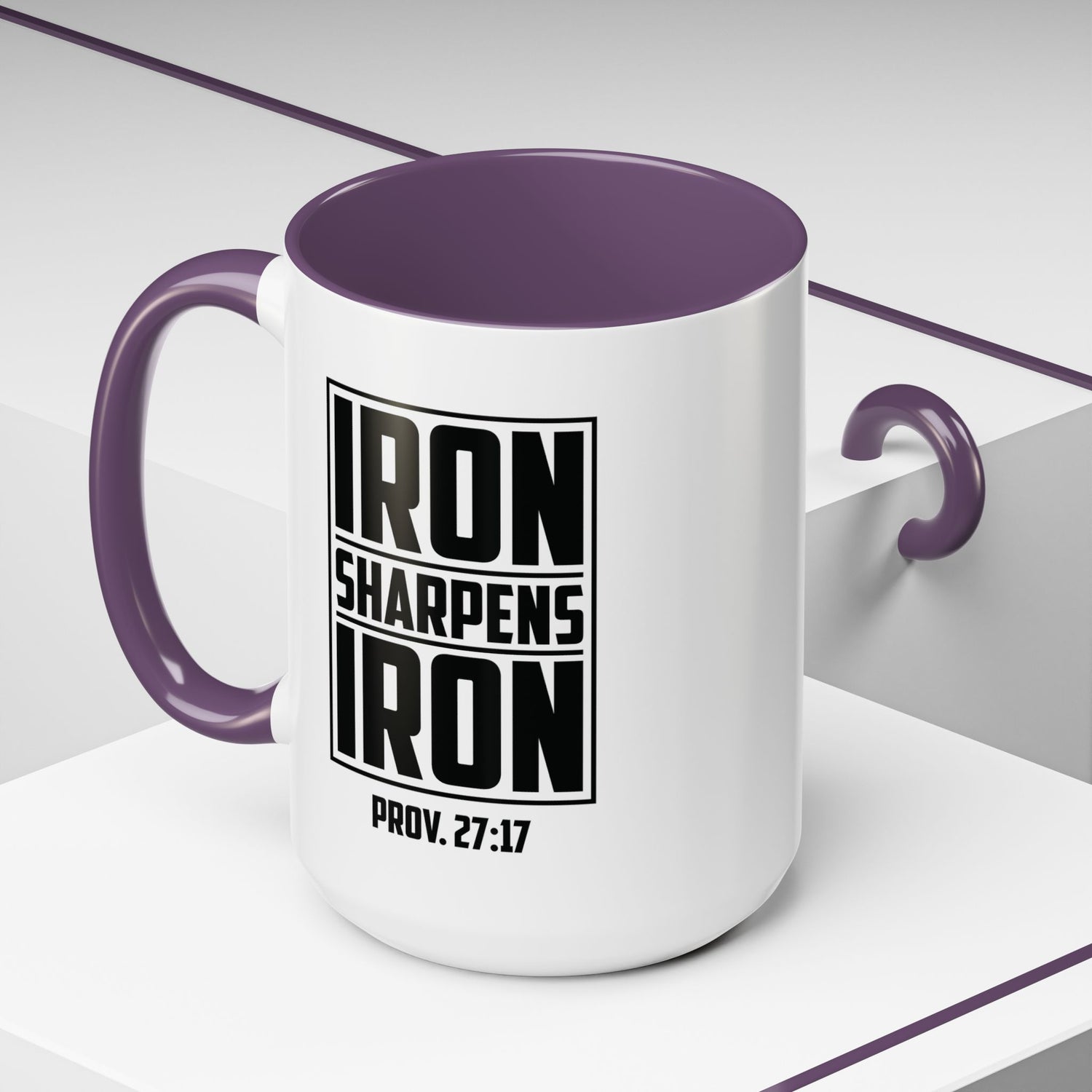 Iron Sharpens Iron Coffee Mug - Inspirational Gift for Friends, Motivational Mug, Proverbs 27:17, Home Office Coffee Cup, Encouragement Mug