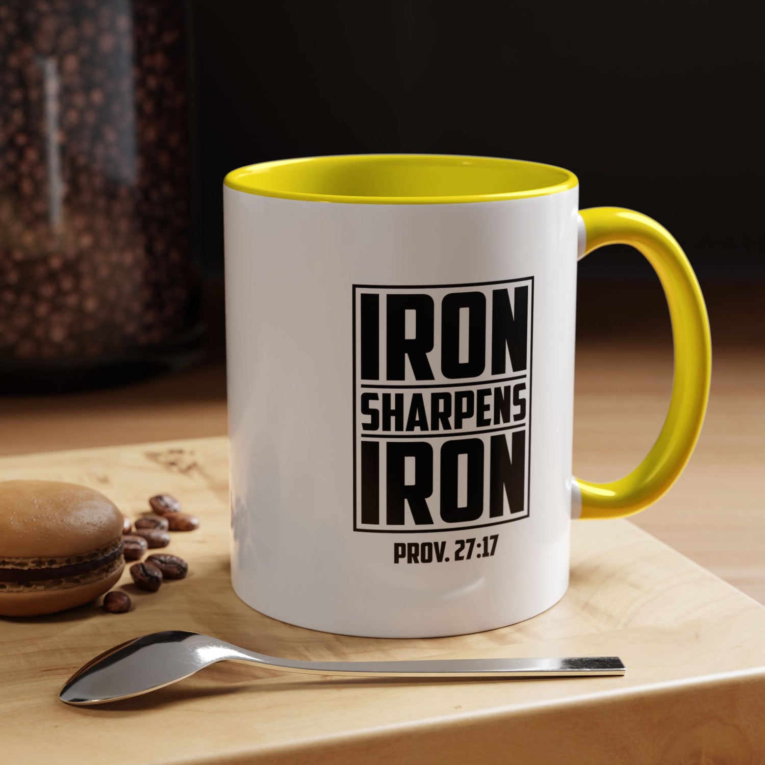 Iron Sharpens Iron Coffee Mug - Inspirational Gift for Friends, Motivational Mug, Proverbs 27:17, Home Office Coffee Cup, Encouragement Mug