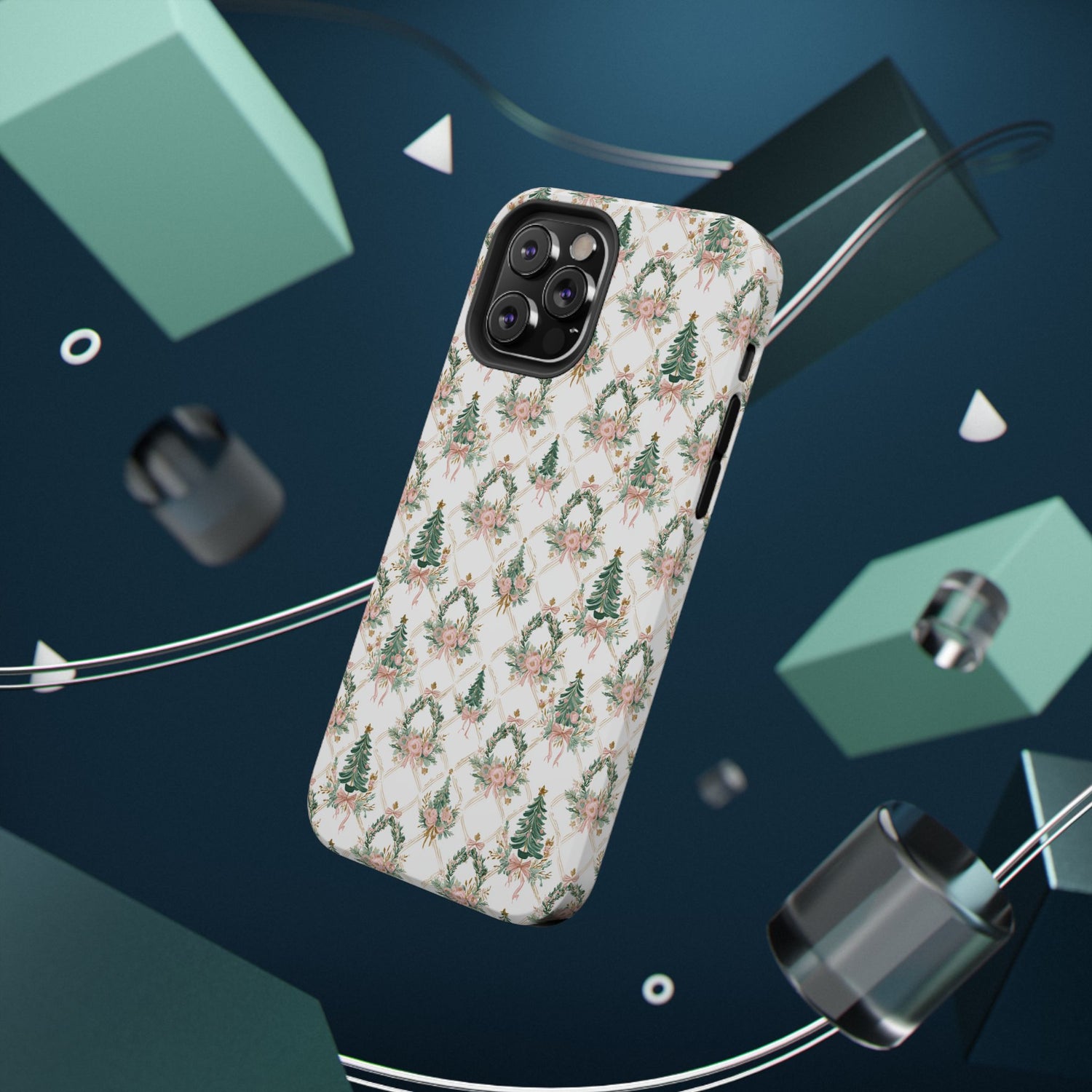 Impact-Resistant Phone Case - Festive Floral Design, Impact-Resistant, iPhone, Samsung