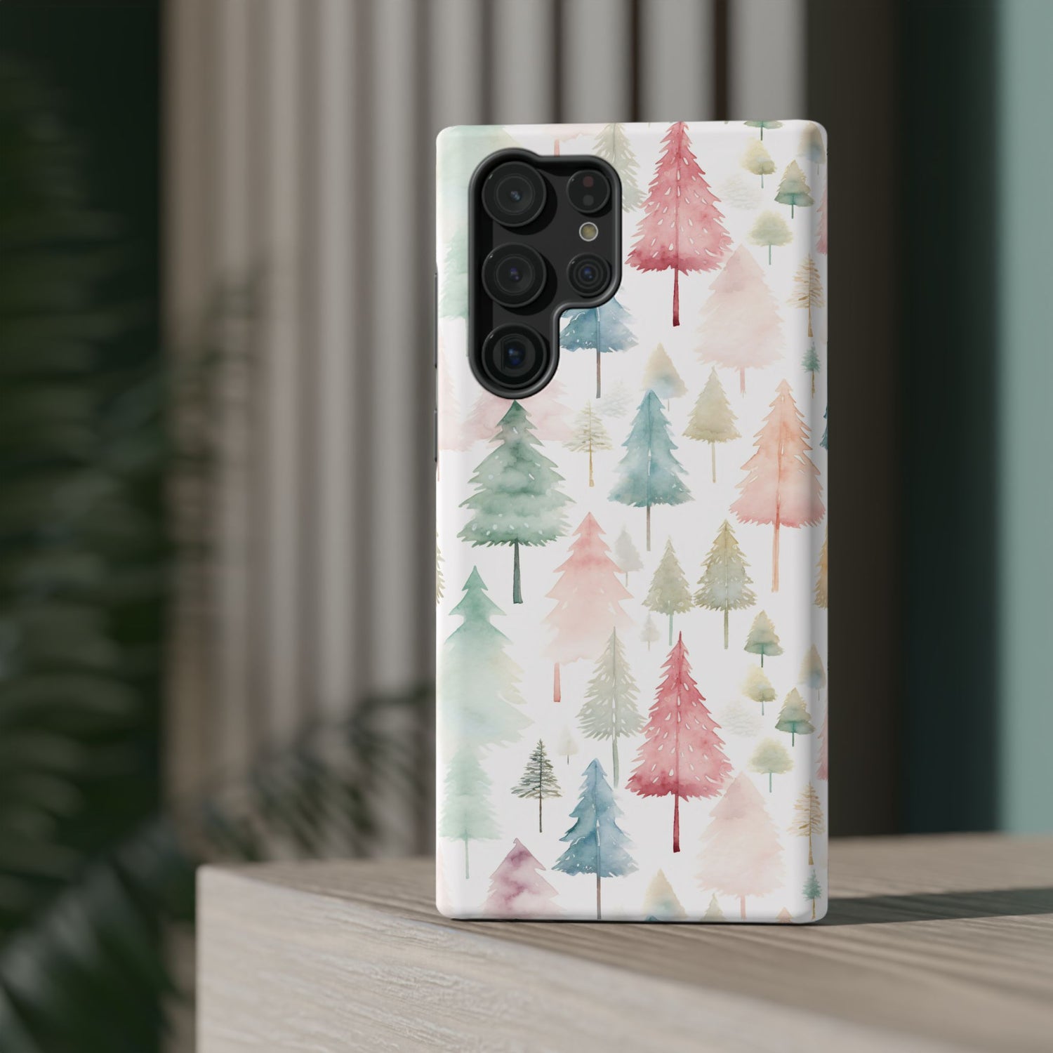 Watercolor Christmas Trees Impact-Resistant Phone Case, iPhone, Samsung